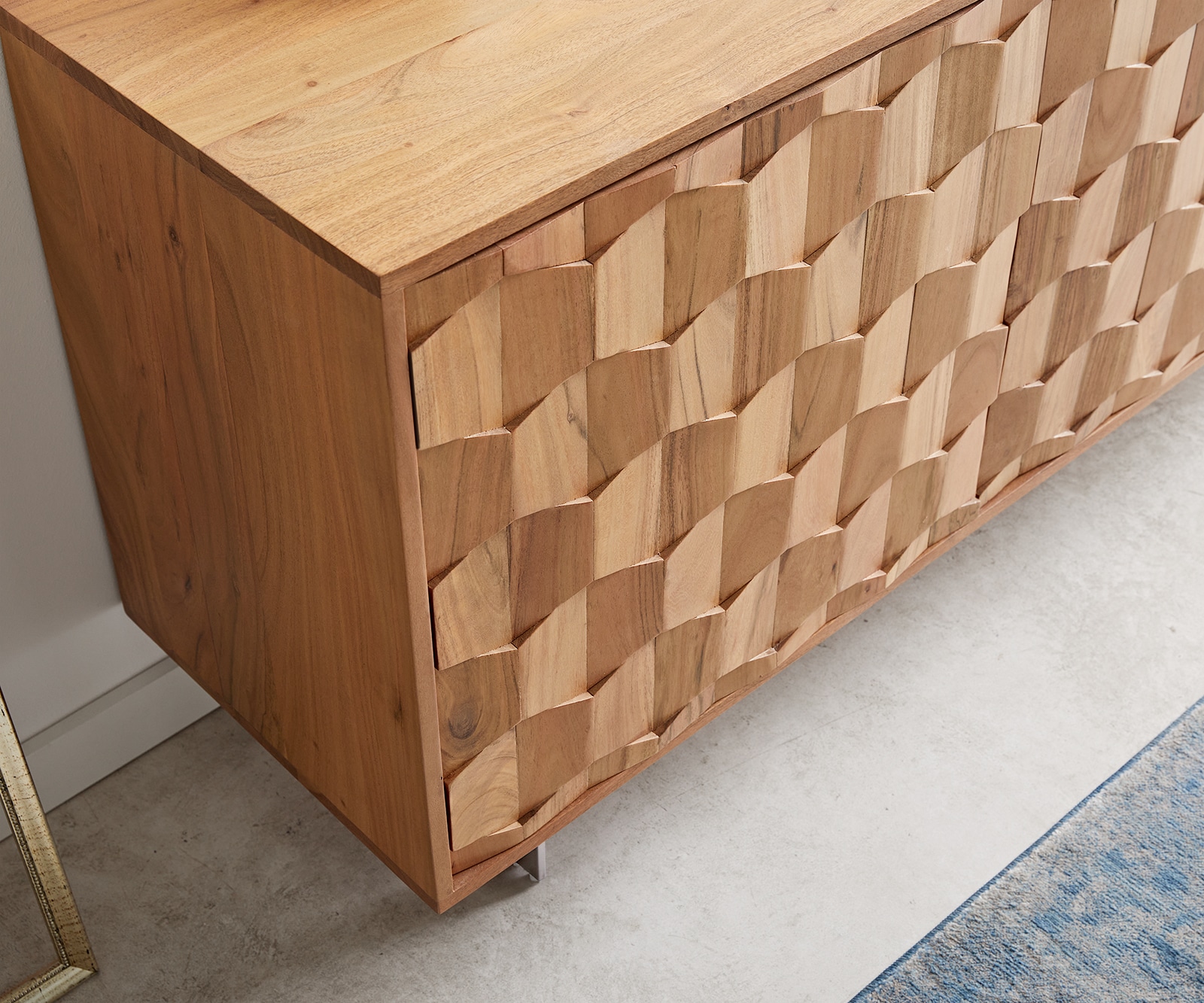 Sideboard Fevo 175 cm Akazie Natur 2 Türen 3 Schubfächer L-Fuß 5 Sideboard Fevo 175 cm Akazie Natur 2 Türen 3 Schubfächer L-Fuß 5