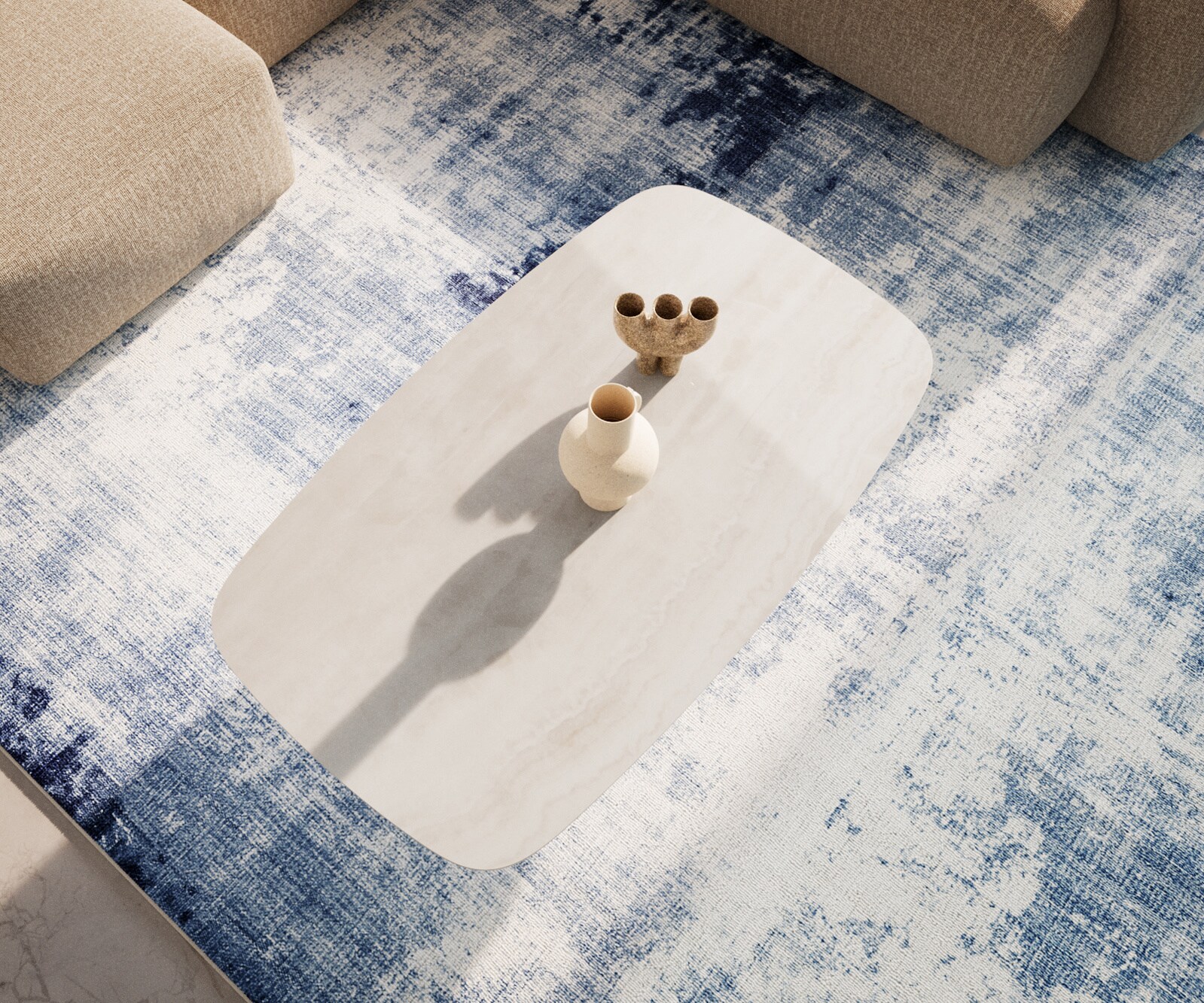Couchtisch Edge Boot 120x70 cm Keramik Onyx Champagne Lumia Acryl 3