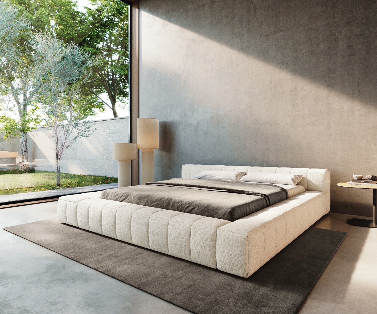 Polsterbettgestell Espazio 180x200 cm Bouclé Soft Beige