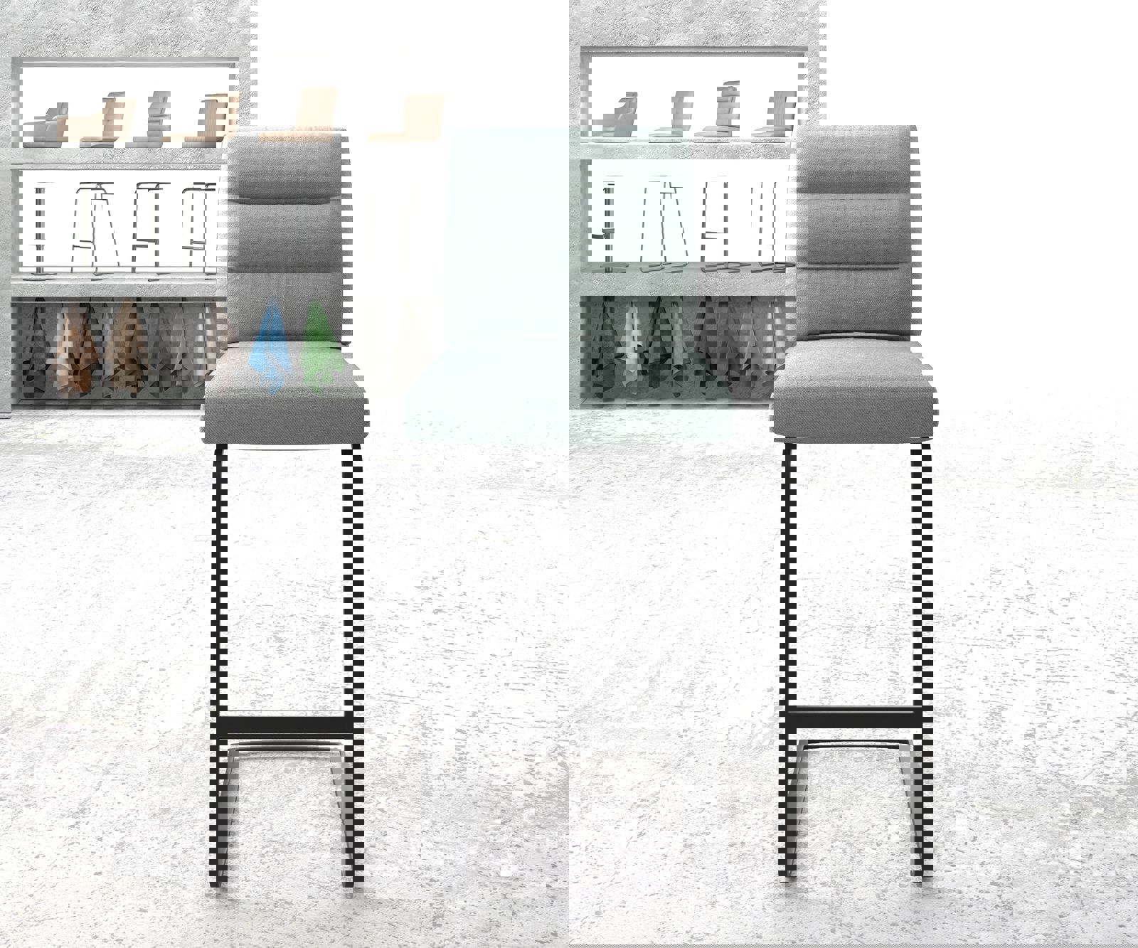 Chaise-de-bar Pela-Flex rayures menthe chaise cantilever métal plat 2