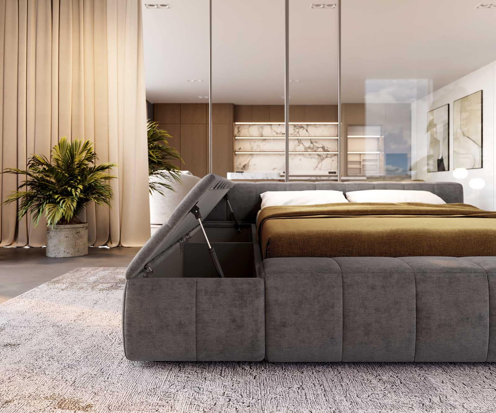 Polsterbettgestell Espazio 140x200 cm Mikrofaser Grau mit Stauraum 6 Polsterbettgestell Espazio 140x200 cm Mikrofaser Grau mit Stauraum 6