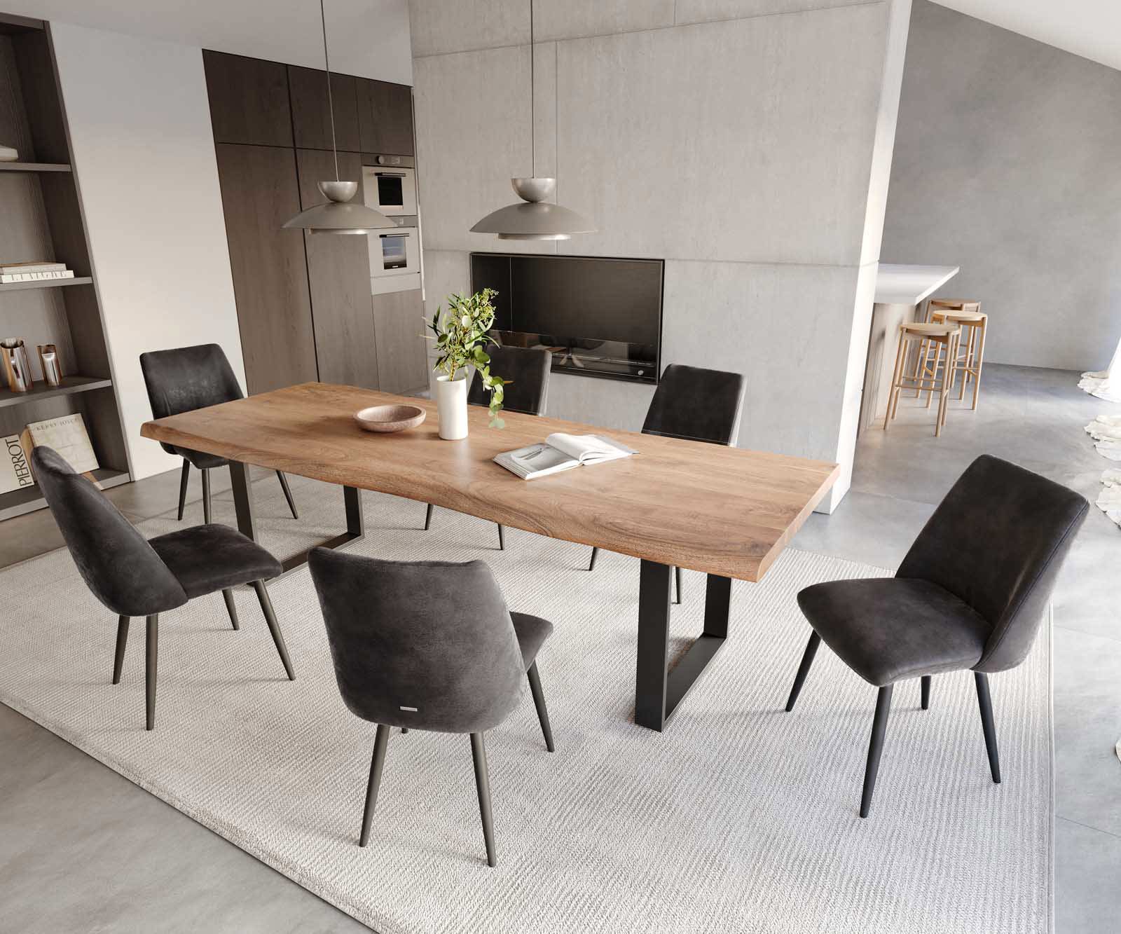 Esszimmerstuhl Elso-Flex Mikrofaser Anthrazit Vintage 4-Fuß konisch Schwarz Taschenfederkern 4 Esszimmerstuhl Elso-Flex Mikrofaser Anthrazit Vintage 4-Fuß konisch Schwarz Taschenfederkern 4