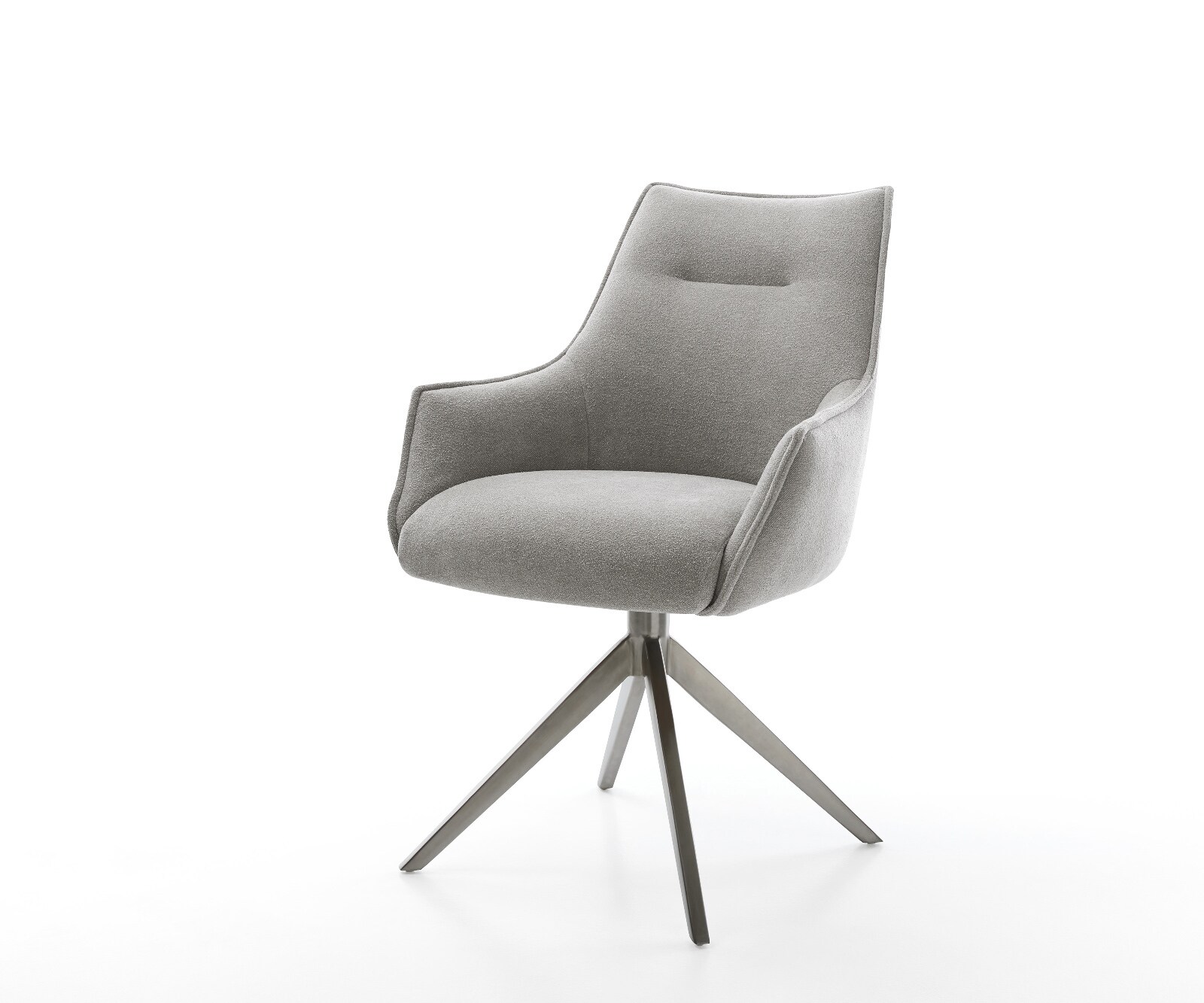 Drehstuhl Alja-Flex mit Armlehnen Strukturstoff Soft Grau Kreuzgestell breit Graphit 360° drehbar Wippfunktion Taschenfederkern 1