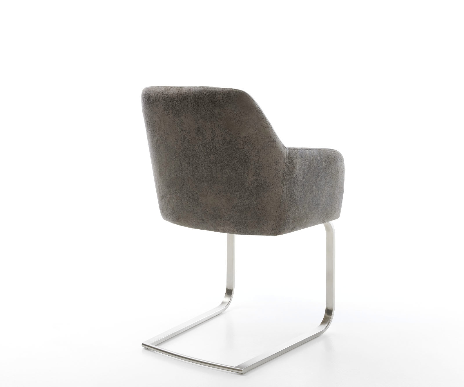 Cantilever Greg-Flex microvelours gris antique pied cantilever plat acier inoxydable brossé ressorts ensachés 5
