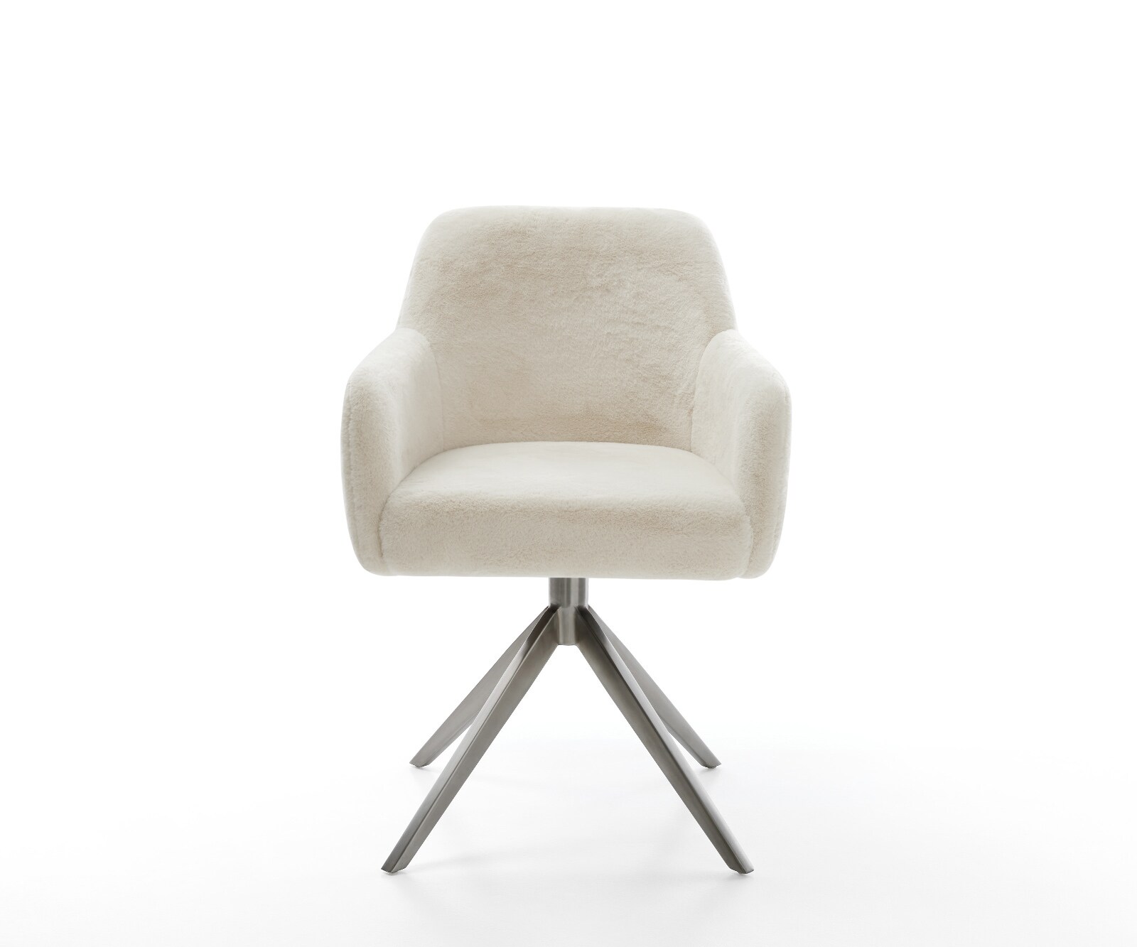 Drehstuhl Greg-Flex Plüsch Creme-Weiß Kreuzgestell breit Graphit 360° drehbar Wippfunktion Taschenfederkern 1