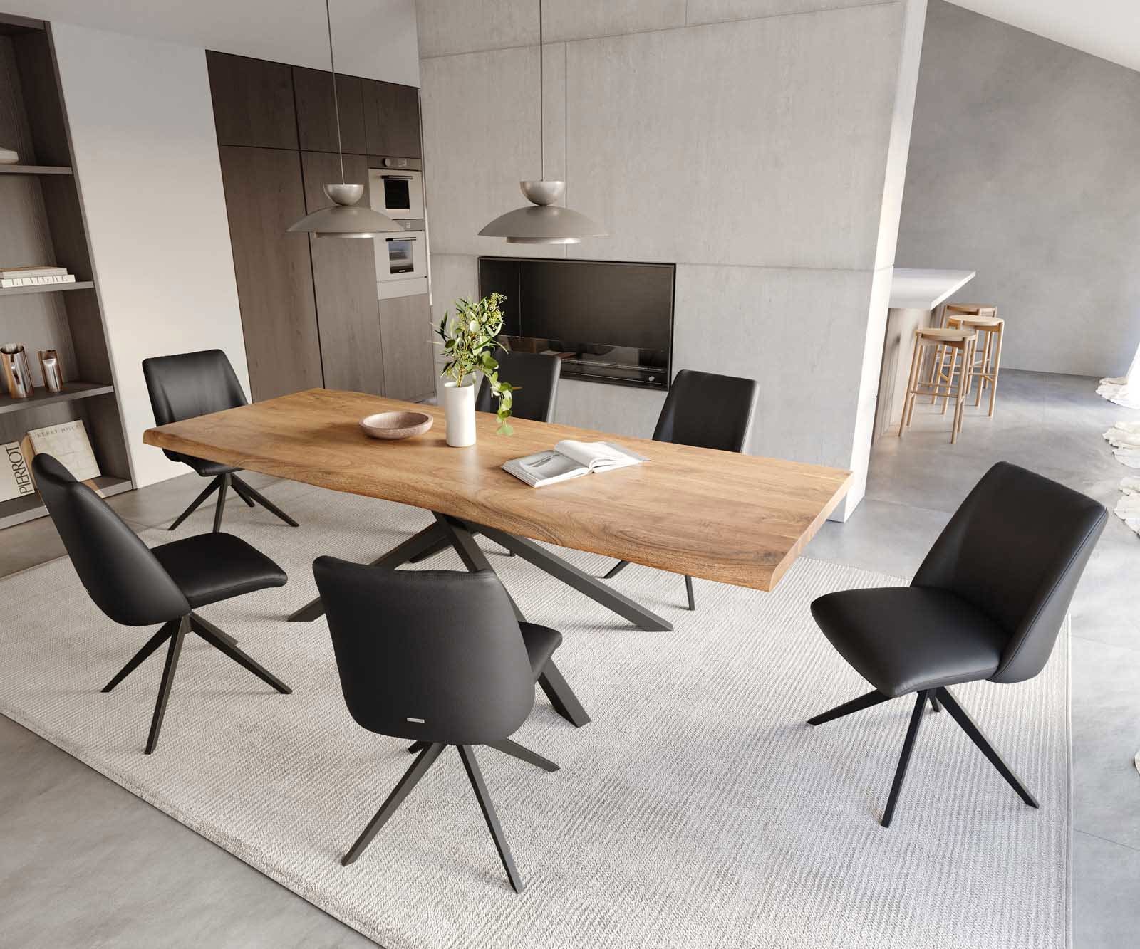 Drehstuhl Elso-Flex Echt-Leder Schwarz Kreuzgestell breit Schwarz 360° drehbar Taschenfederkern 4 Drehstuhl Elso-Flex Echt-Leder Schwarz Kreuzgestell breit Schwarz 360° drehbar Taschenfederkern 4