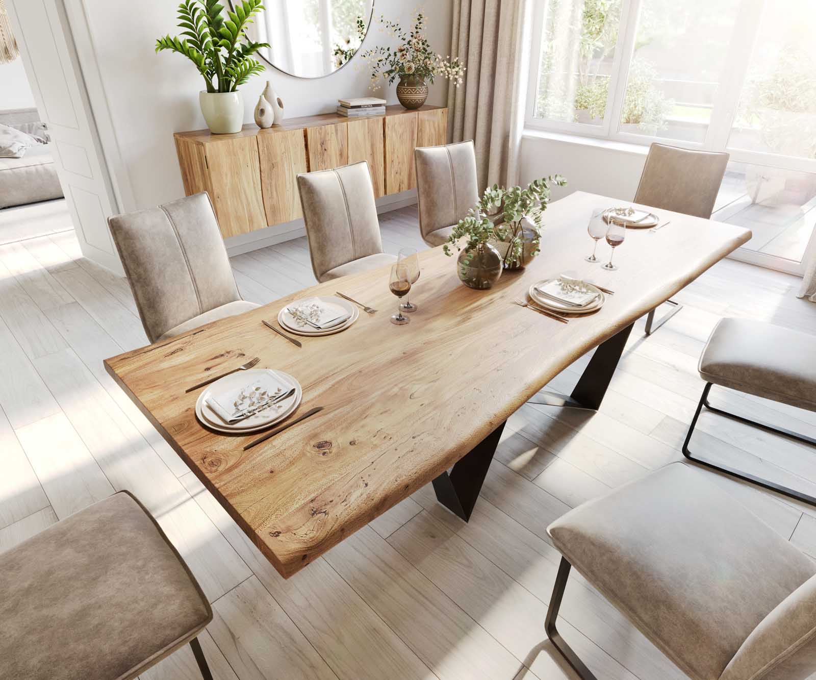 Table à manger Edge 260x100 Acacia Naturel Spider Acier plat Noir Live-Edge 3 Table à manger Edge 260x100 Acacia Naturel Spider Acier plat Noir Live-Edge 3