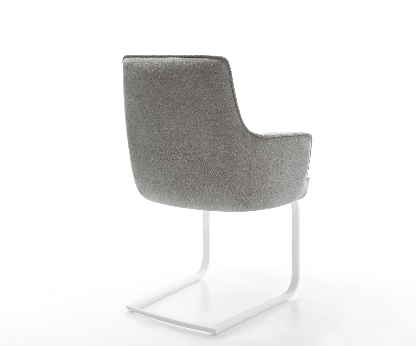 Freischwinger Heira-Flex mit Armlehnen Strukturstoff Soft Grau Freischwinger flach Weiß Taschenfederkern 4