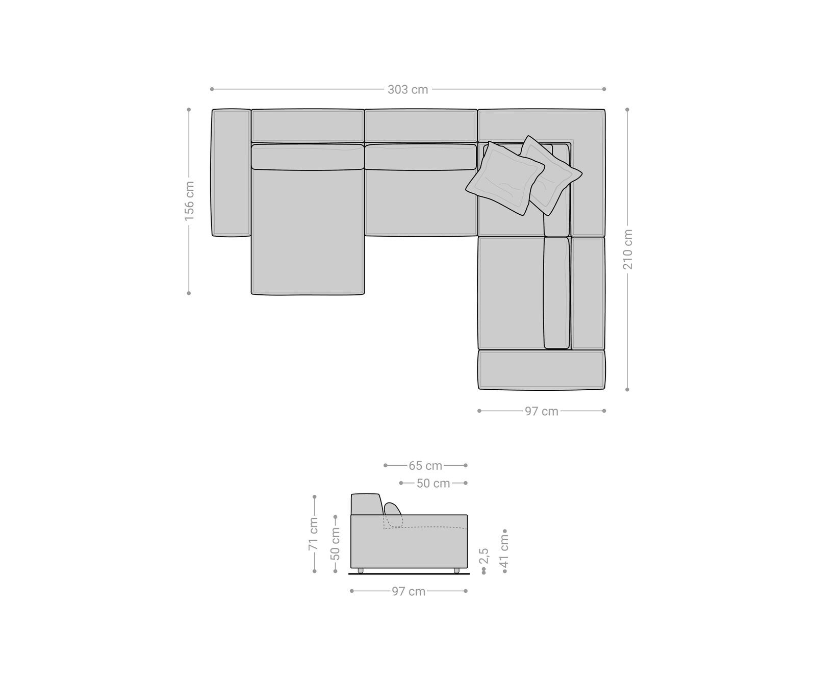 Wohnlandschaft Sirpio 300x200 cm Mikrofaser Schwarz Recamiere variabel 8