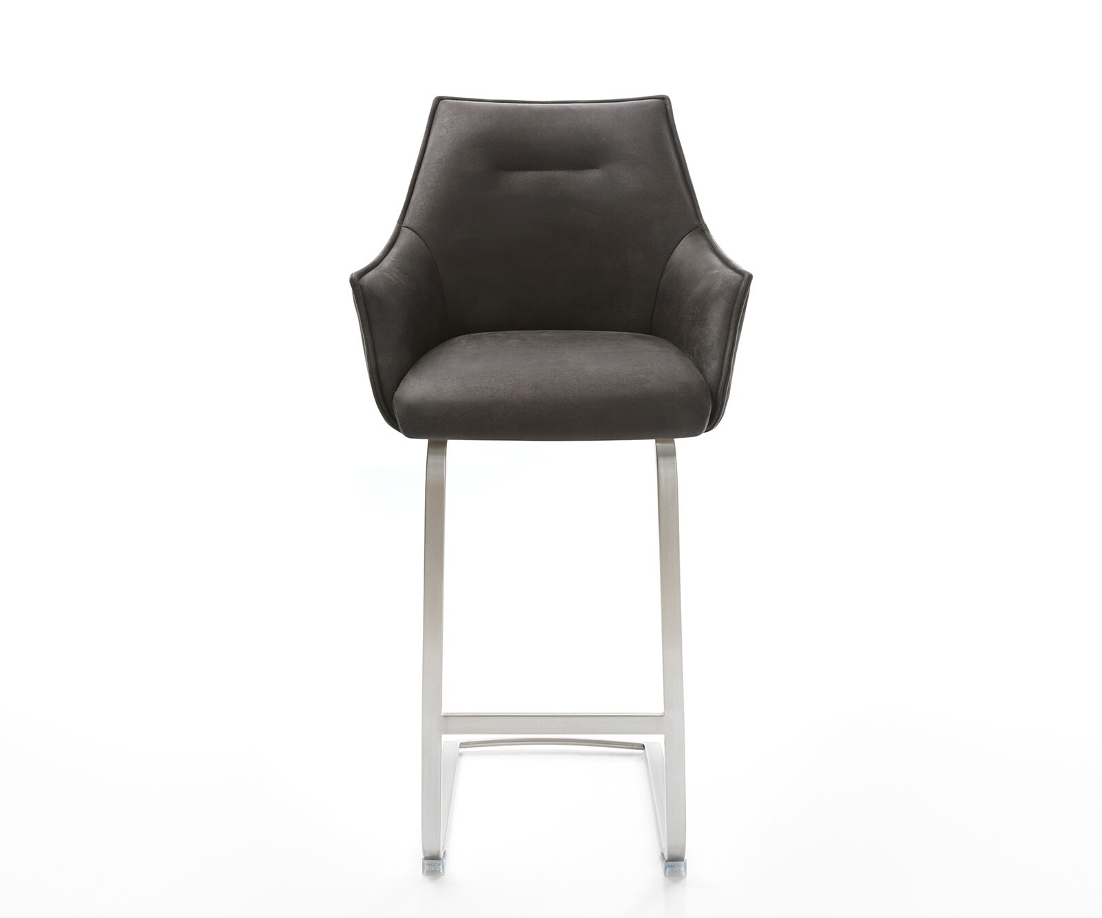 Barstuhl Alja-Flex Mikrofaser Anthrazit Vintage Freischwinger flach Edelstahl Taschenfederkern 2