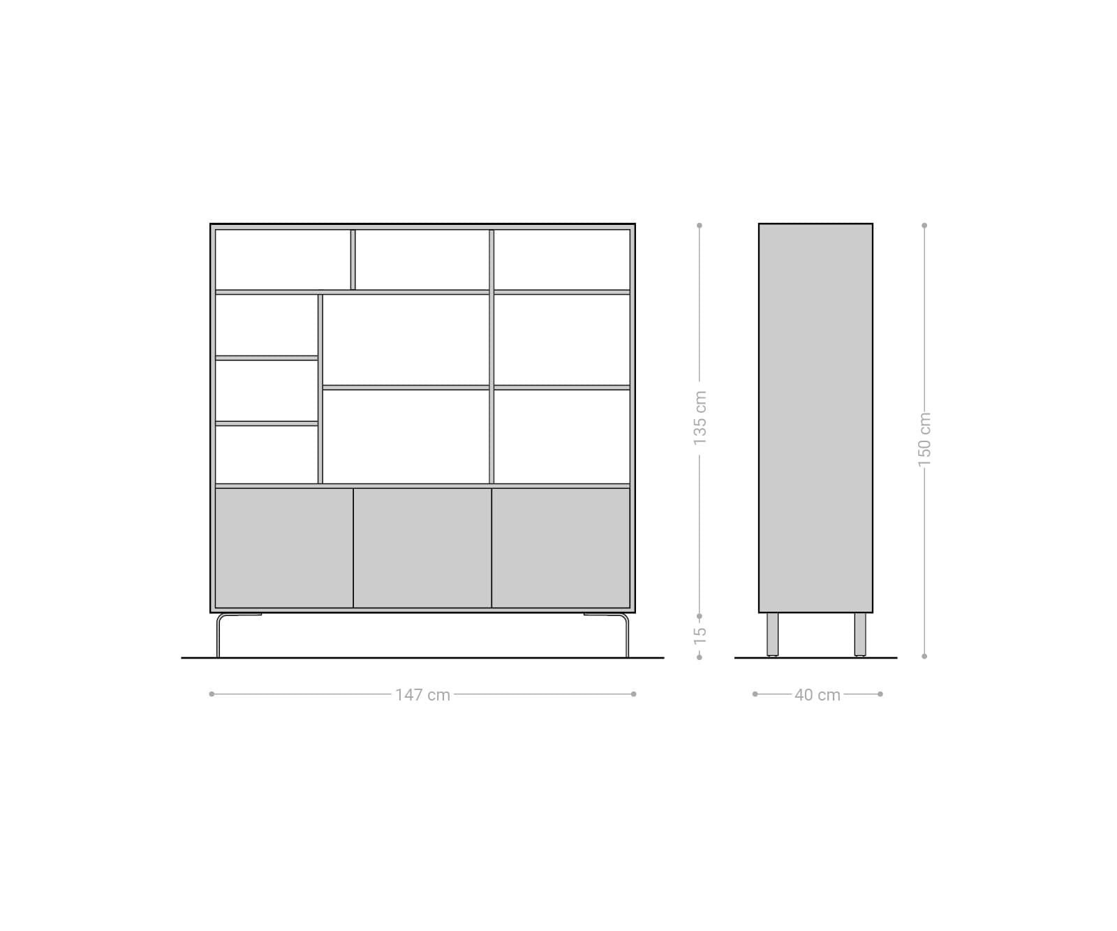 Regal Fevo 147x150 cm Akazie Natur 3 Türen L-Fuß 5 Regal Fevo 147x150 cm Akazie Natur 3 Türen L-Fuß 5