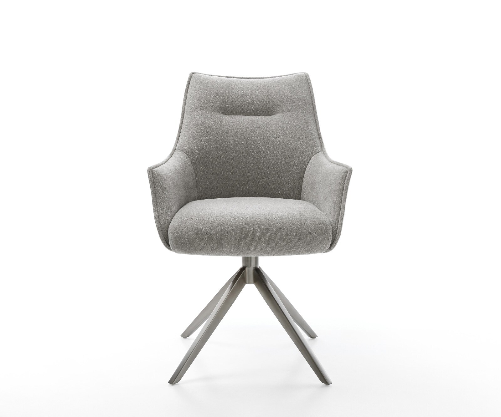 Drehstuhl Alja-Flex mit Armlehnen Strukturstoff Soft Grau Kreuzgestell breit Graphit 360° drehbar Wippfunktion Taschenfederkern 2