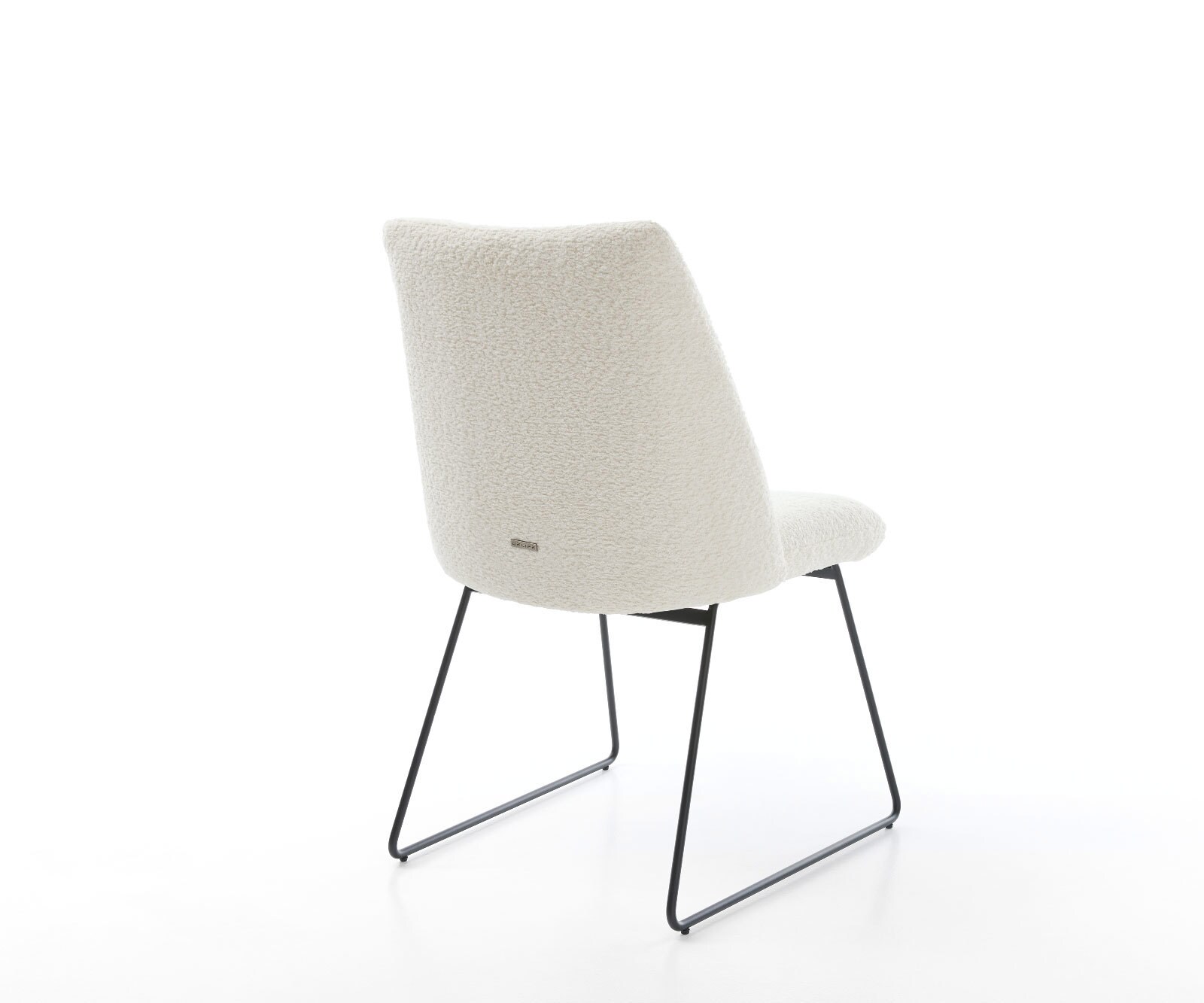 Esszimmerstuhl Elso-Flex Bouclé Weiß Kufengestell Schwarz Taschenfederkern 5