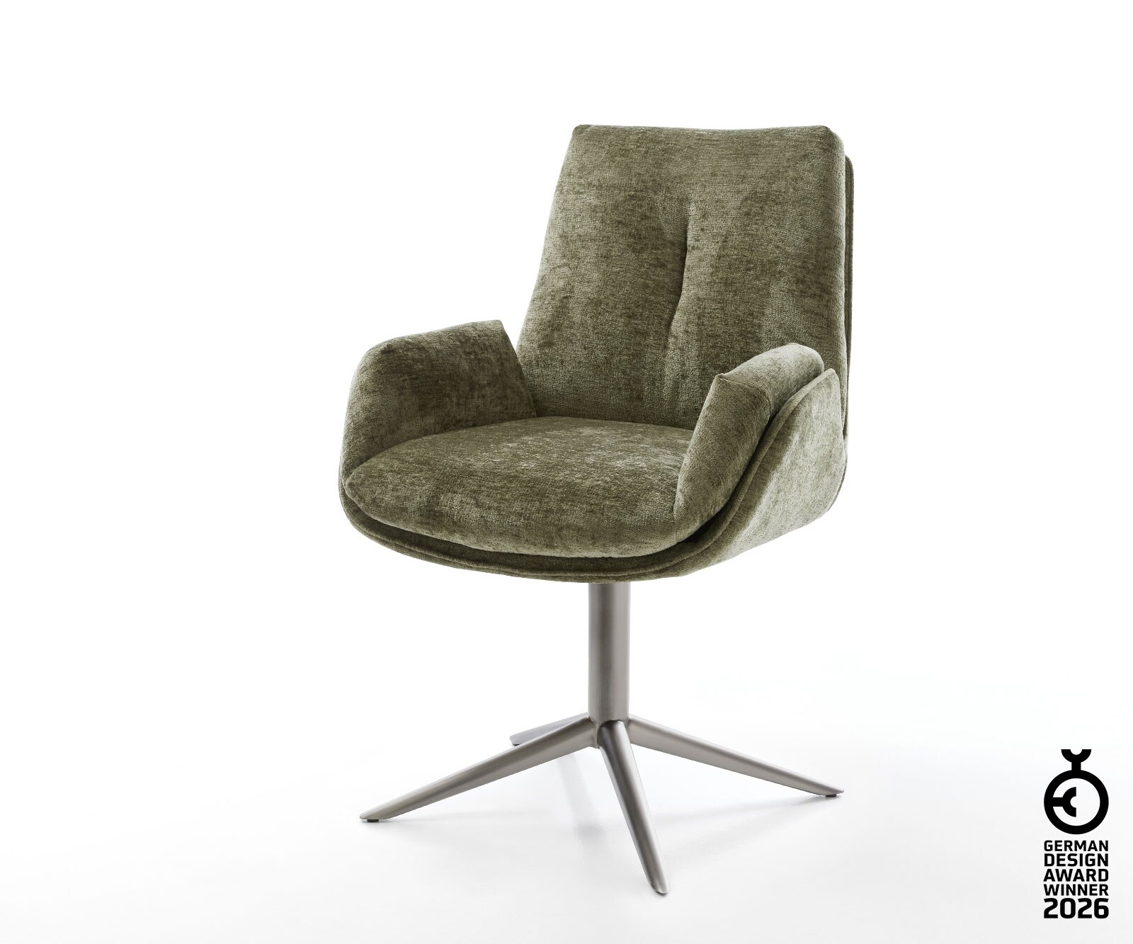Drehstuhl Clea-Flex Chenille Olive Fußkreuz Graphit 360° drehbar Wippfunktion