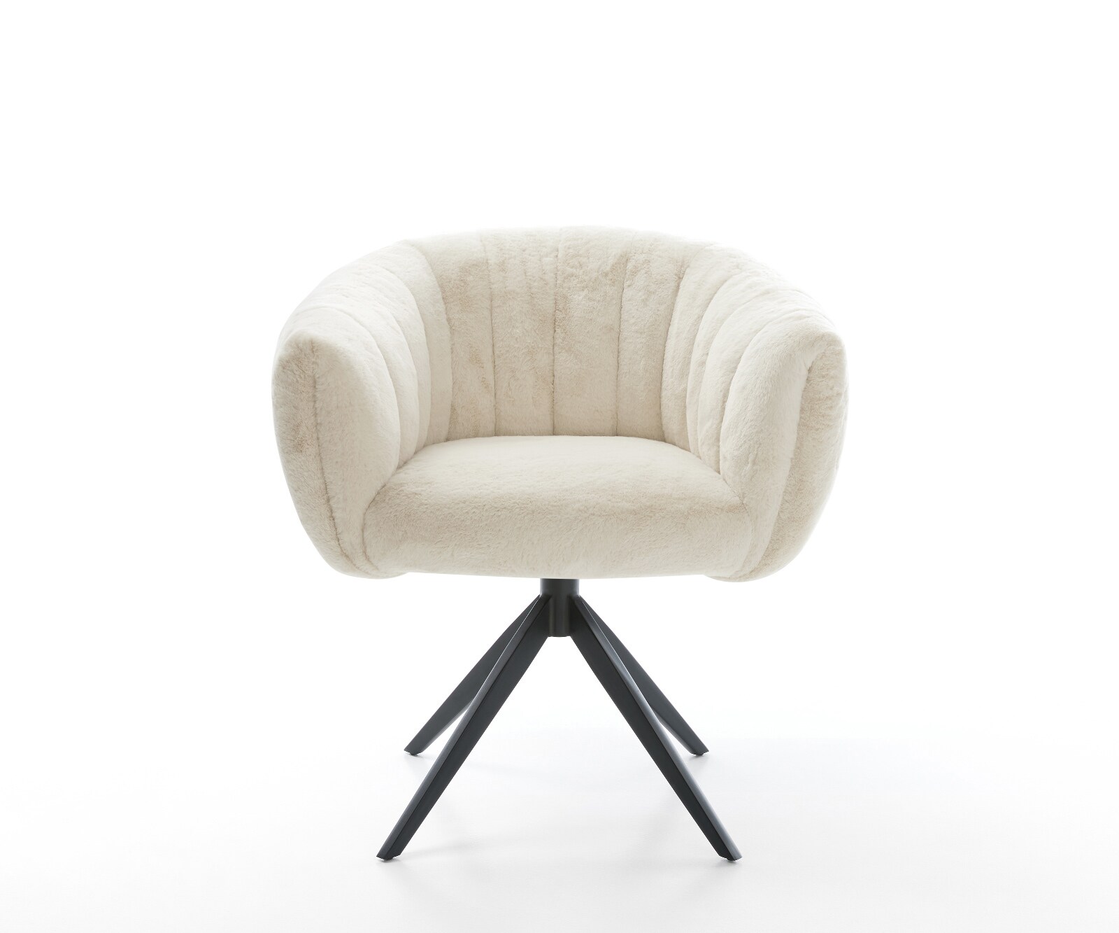 Chaise-pivotante Jada-Flex peluche crème-blanc pied croisé large noir pivotement sur 360° fonction bascule ressorts ensachés 2