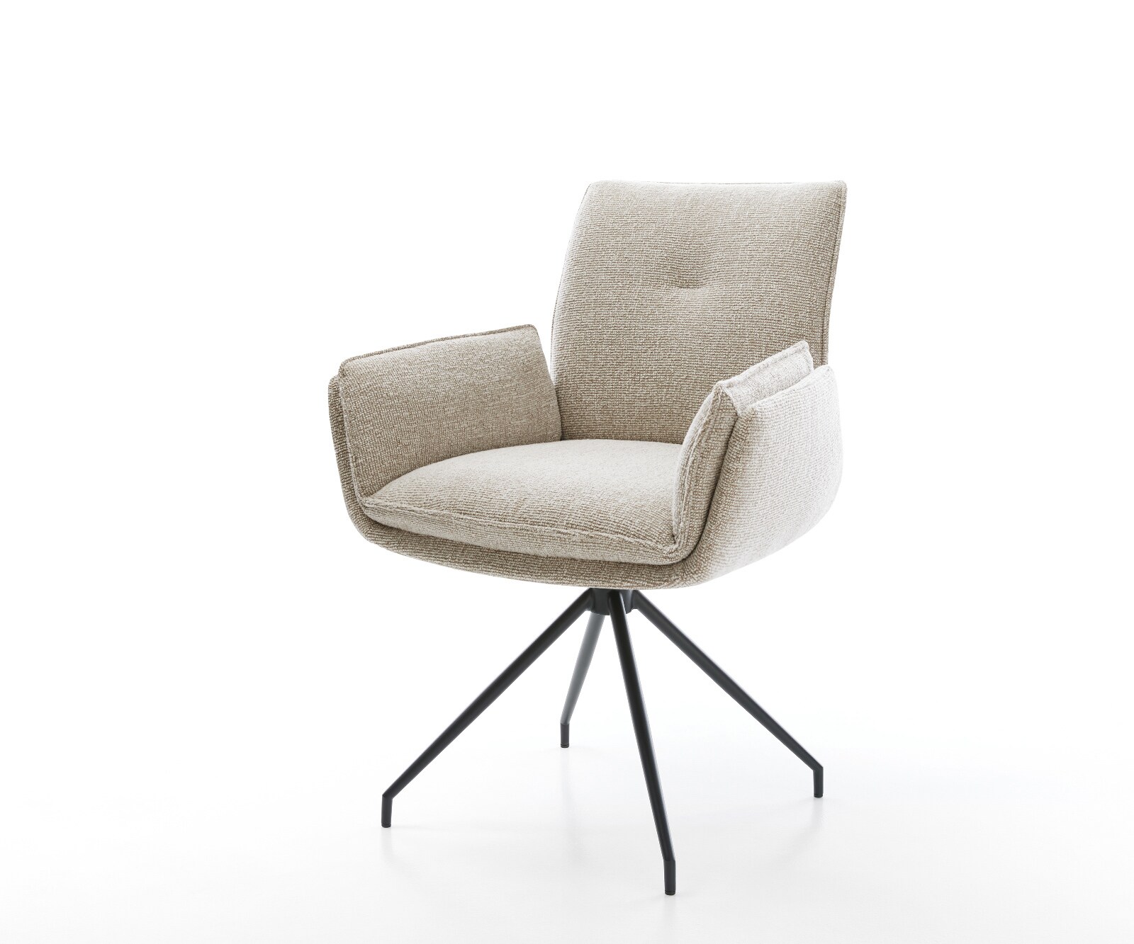 Esszimmerstuhl Nela-Flex Webstoff Soft Beige Kreuzgestell konisch Schwarz