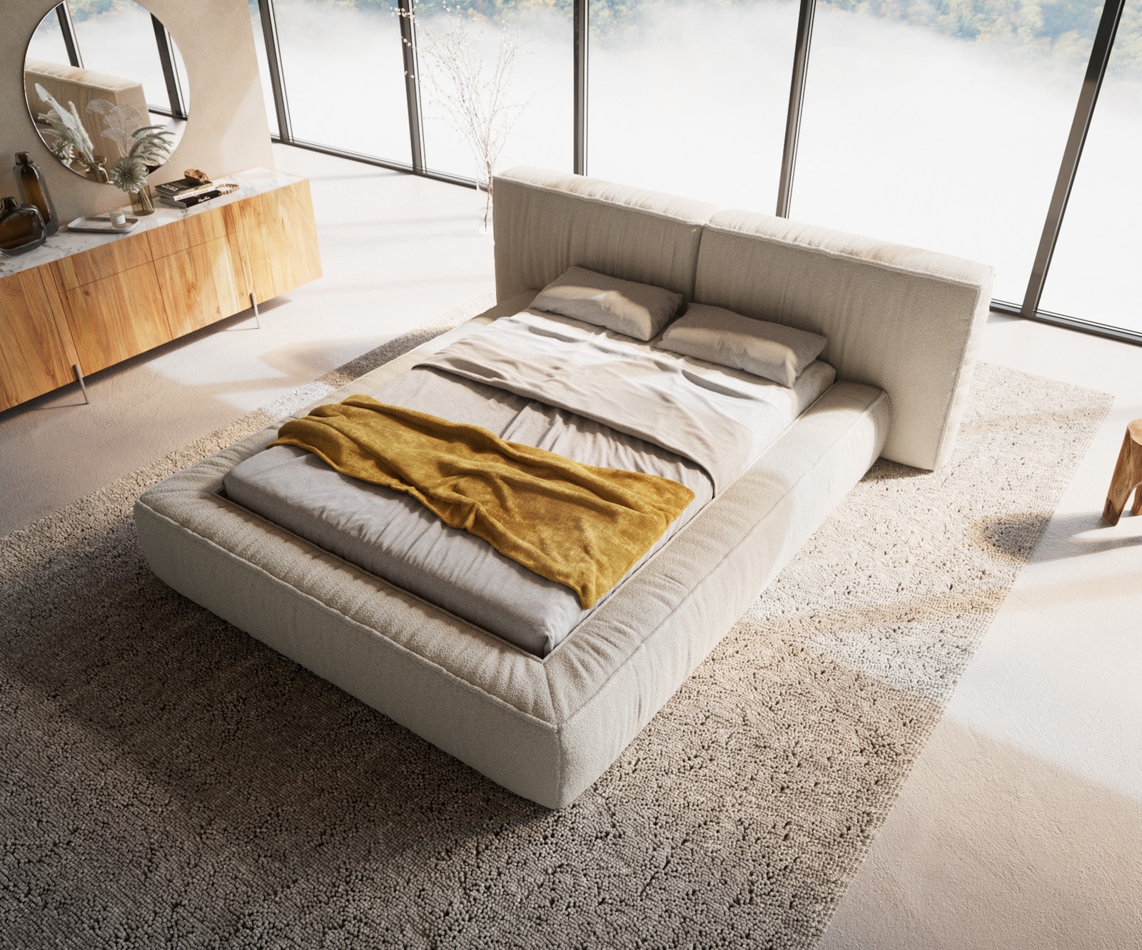 Polsterbettgestell Coperti 140x200 cm Bouclé Creme-Weiß 1 Polsterbettgestell Coperti 140x200 cm Bouclé Creme-Weiß 1