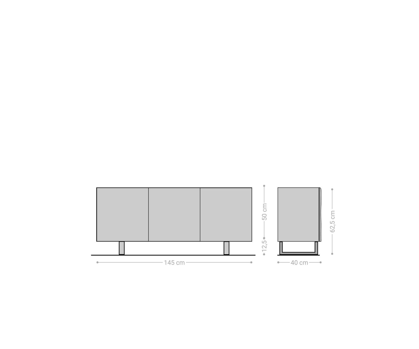 Sideboard New Live-Edge 145 cm Akazie Natur 3 Türen Kufe Edelstahl gebürstet 5