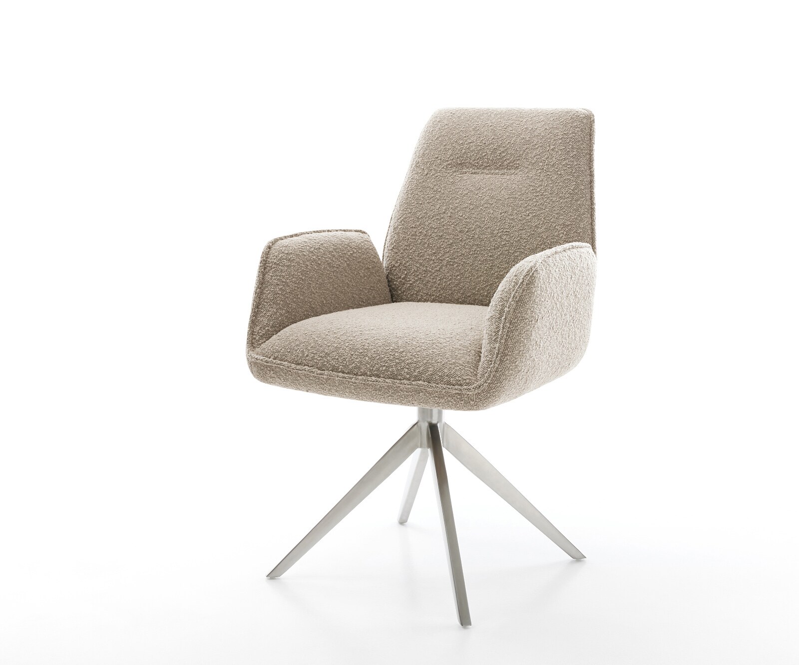 Chaise-pivotante Zoa-Flex bouclé boue pied croisé large acier inoxydable pivotement sur 360° fonction bascule ressorts ensachés