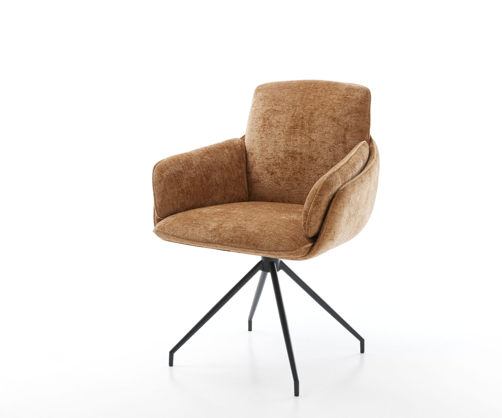 Drehstuhl Luan-Flex mit Armlehnen Chenille Rost Kreuzgestell konisch Schwarz 180° drehbar Drehstuhl Luan-Flex mit Armlehnen Chenille Rost Kreuzgestell konisch Schwarz 180° drehbar