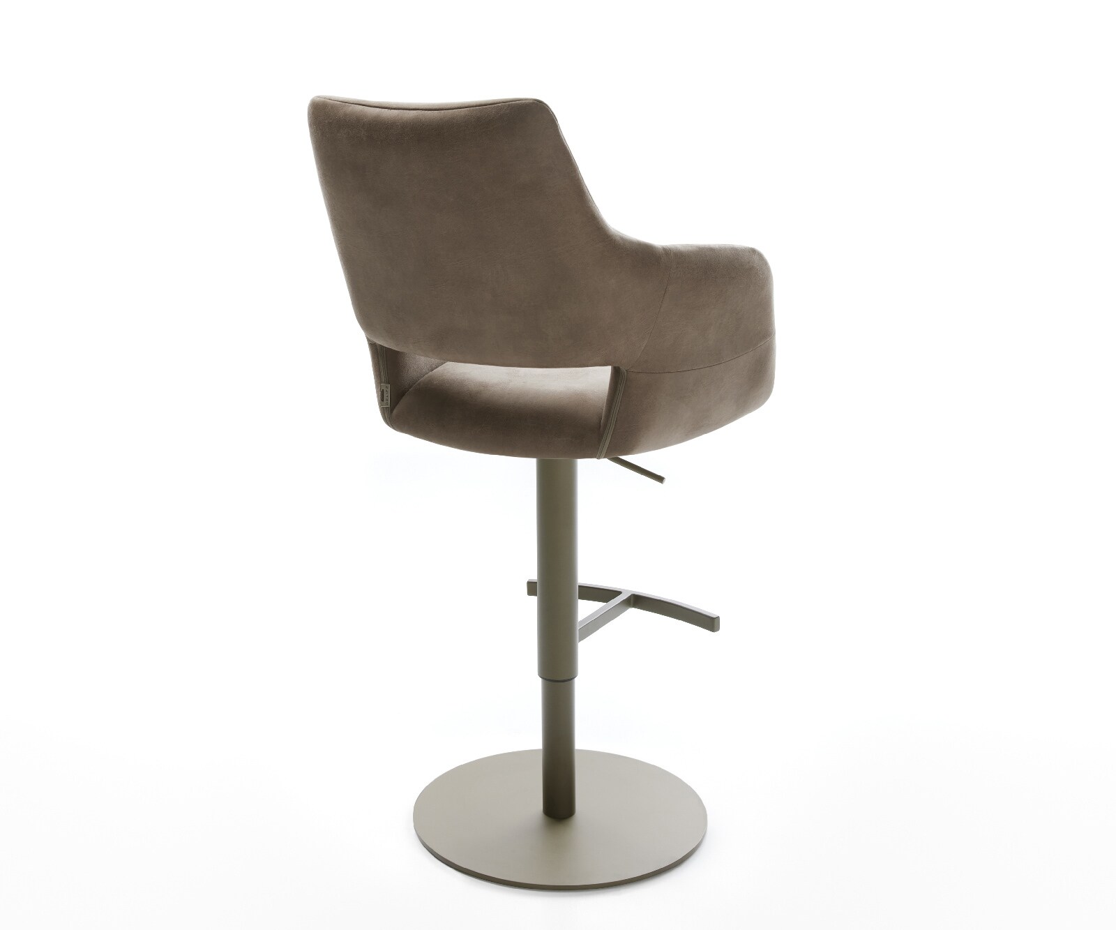 Barstuhl Yago-Flex Mikrofaser Taupe Vintage Drehfuß höhenverstellbar Metall Titanfarben Taschenfederkern 4