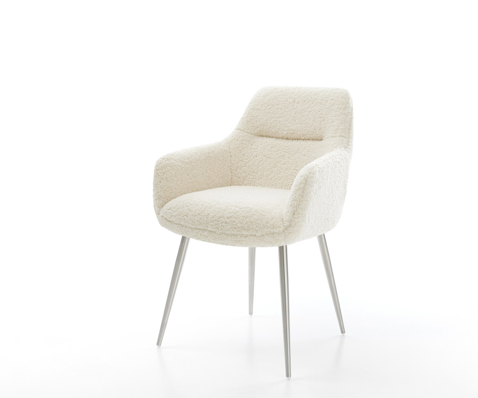 Chaise-de-salle-à-manger Pejo-Flex tissu teddy beige 4 pieds coniques acier inoxydable resorts ensachés 1