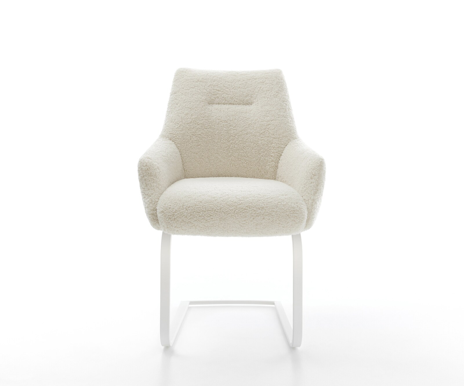 Freischwinger Alja-Flex mit Armlehnen Teddystoff Beige Freischwinger flach Weiß Taschenfederkern 1