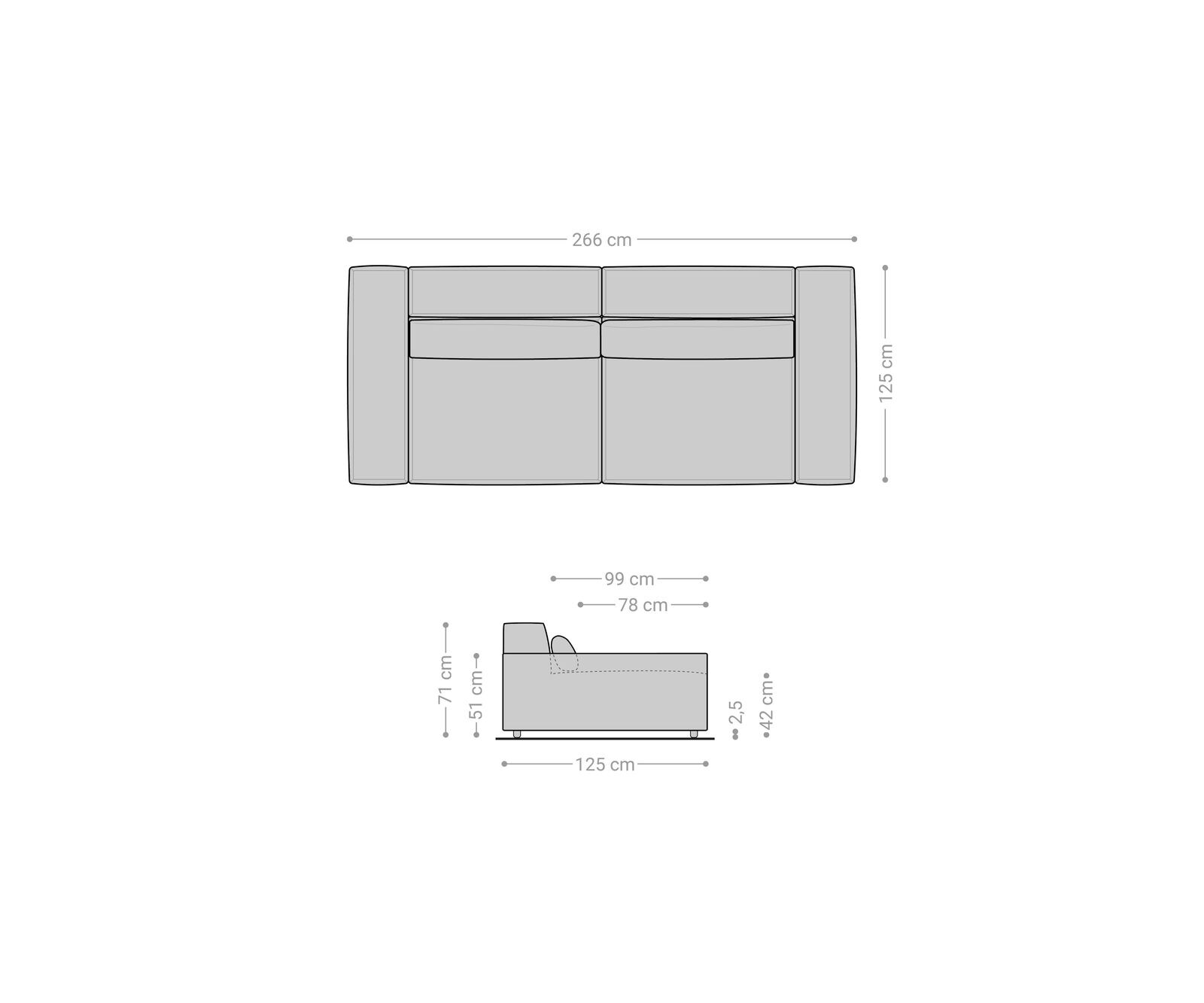 Big-Sofa Sirpio XL 270x130 cm Cord Beige 6