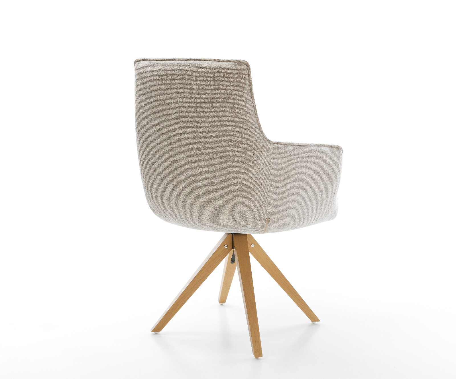 Drehstuhl Heira-Flex mit Armlehnen Webstoff Soft Beige Holzgestell kantig Natur 180° drehbar Taschenfederkern 4