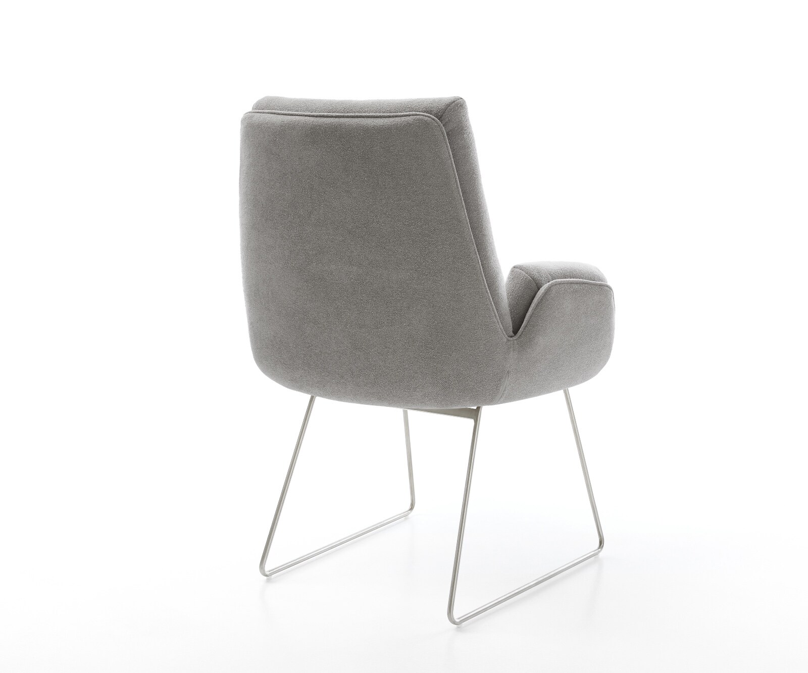 Chaise-de-salle-à-manger Clea-Flex tissu structuré doux gris pied trapèze acier inoxydable 4