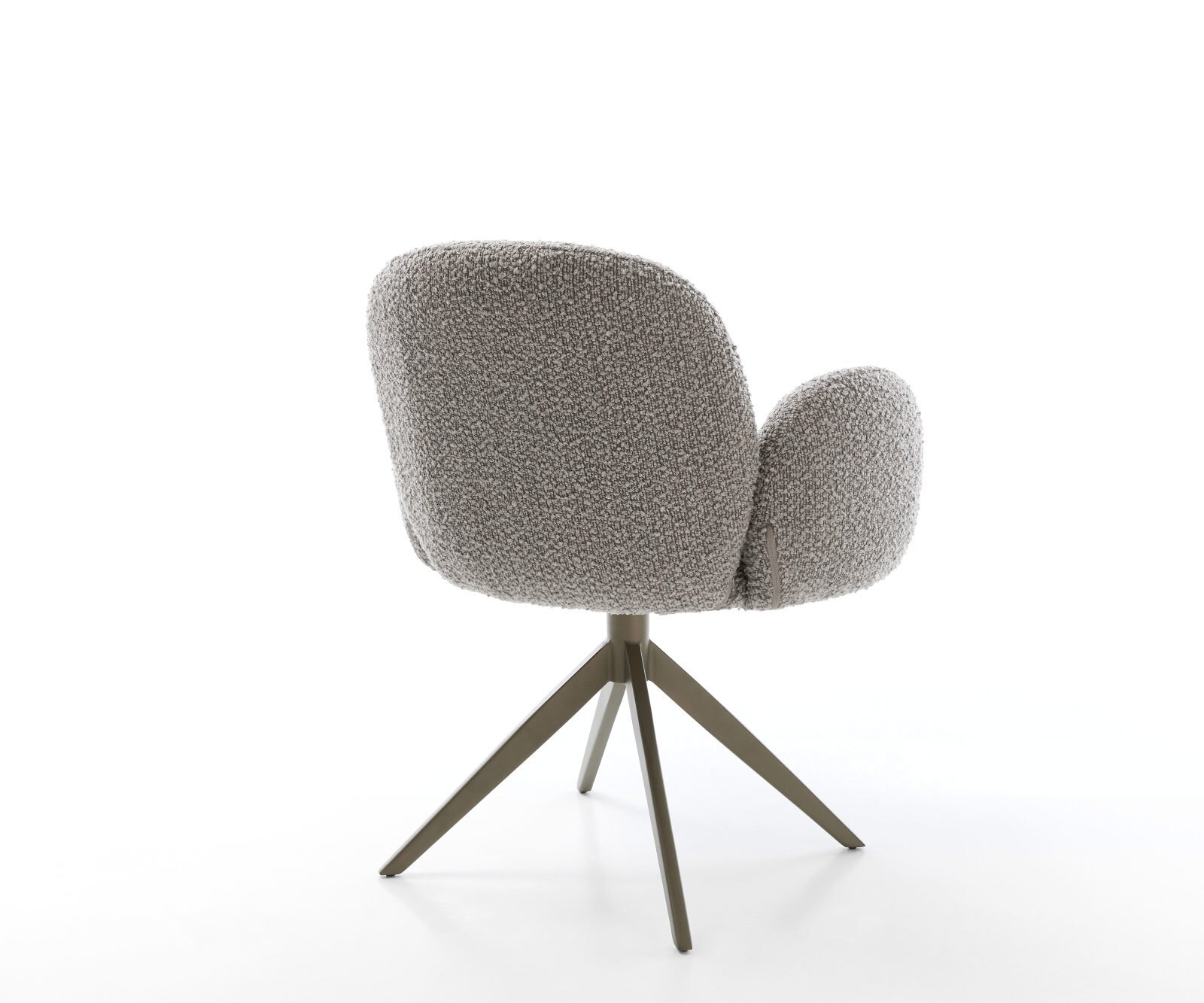 Drehstuhl Nube-Flex mit Armlehnen Bouclé Silbergrau Kreuzgestell breit Effektfinish Titan 360° drehbar Wippfunktion Taschenfederkern 4