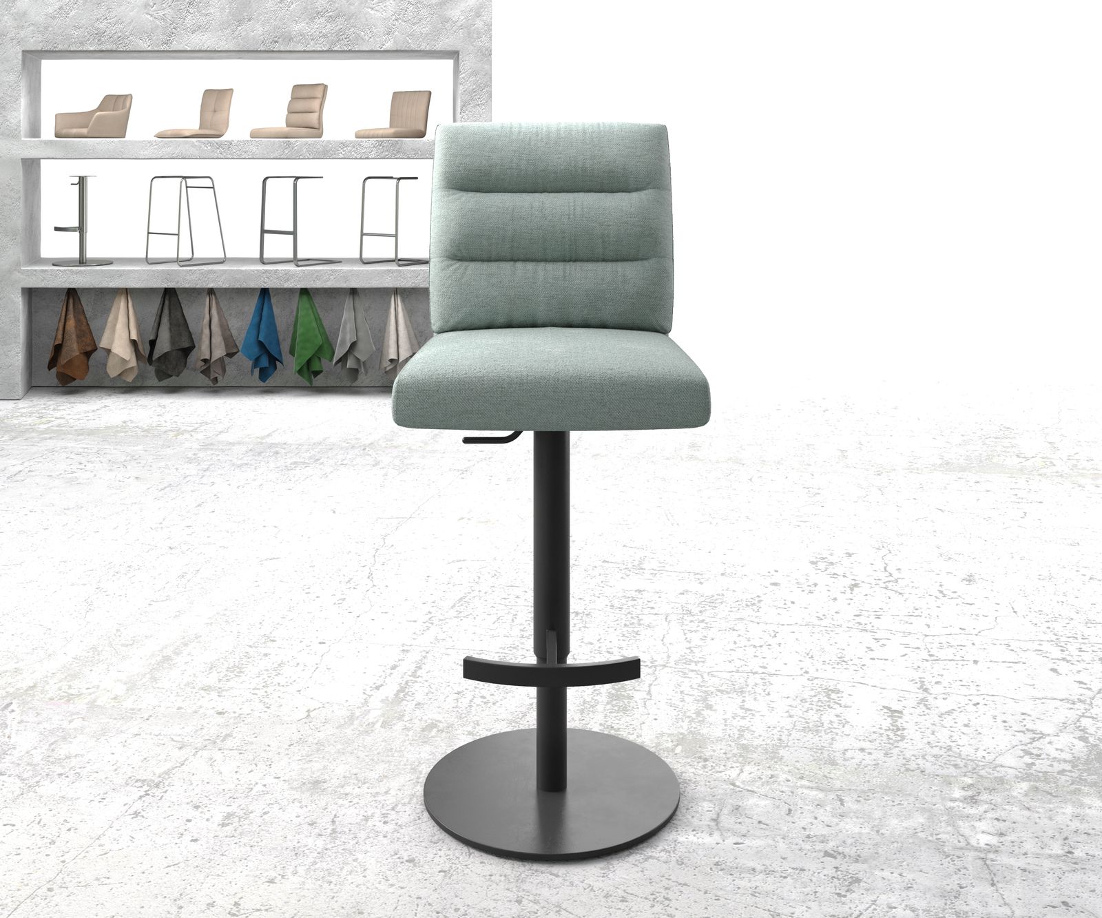 Chaise-de-bar Pela-Flex rayures menthe pied pivotant réglable en hauteur métal 2