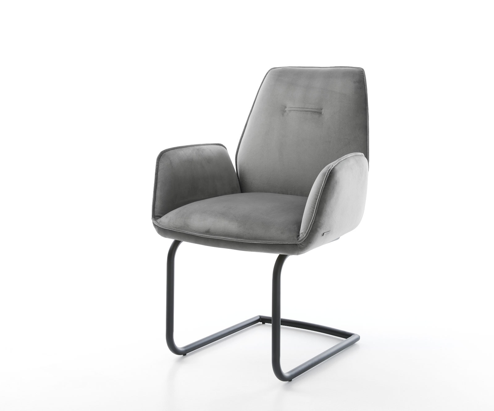 Schwingstuhl Zoa-Flex Samt Grau Freischwinger rund Schwarz
