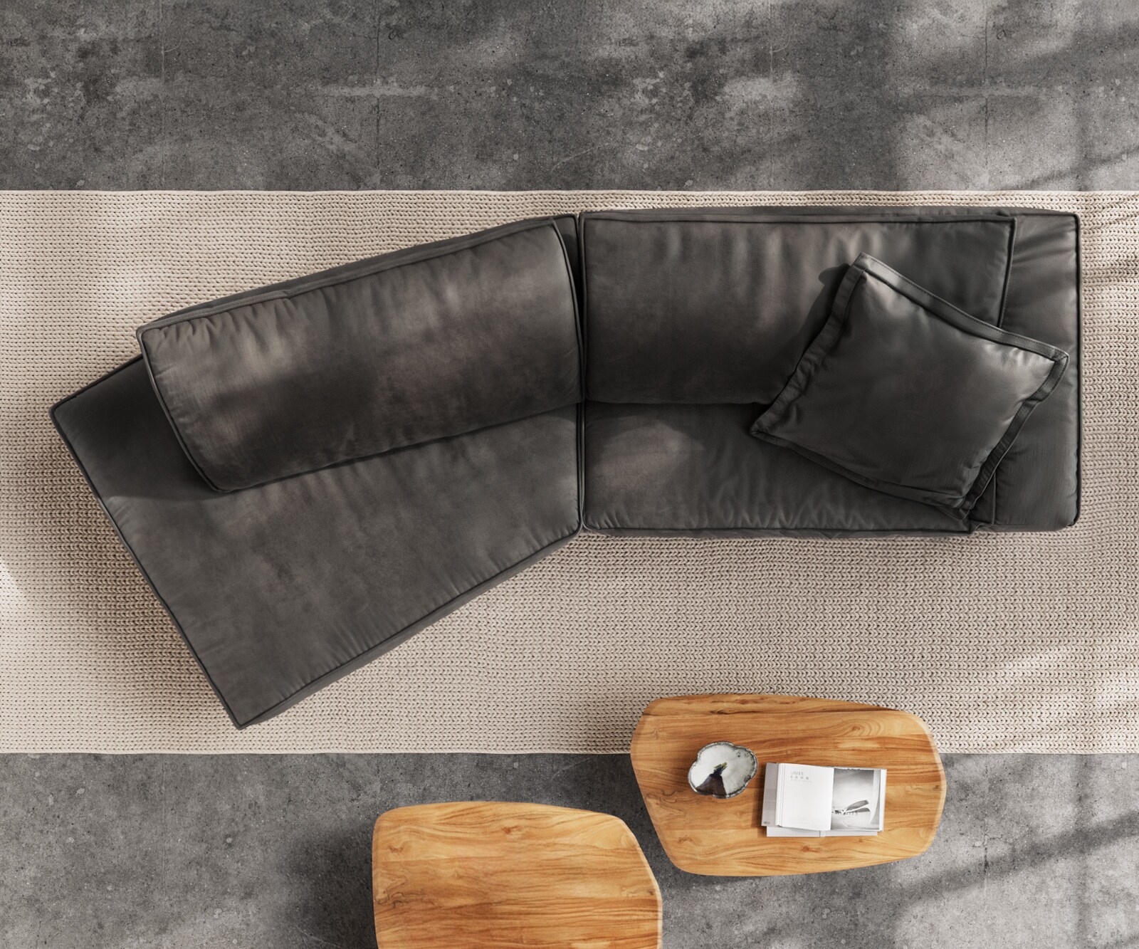 Big-Sofa Snoosh 400x150 cm Mikrofaser Schwarz Vintage Recamiere links 8