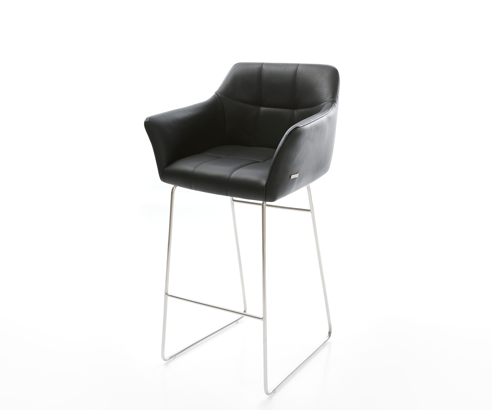 Barstuhl Yulo-Flex Echt-Leder Schwarz Kufengestell Edelstahl Barstuhl Yulo-Flex Echt-Leder Schwarz Kufengestell Edelstahl