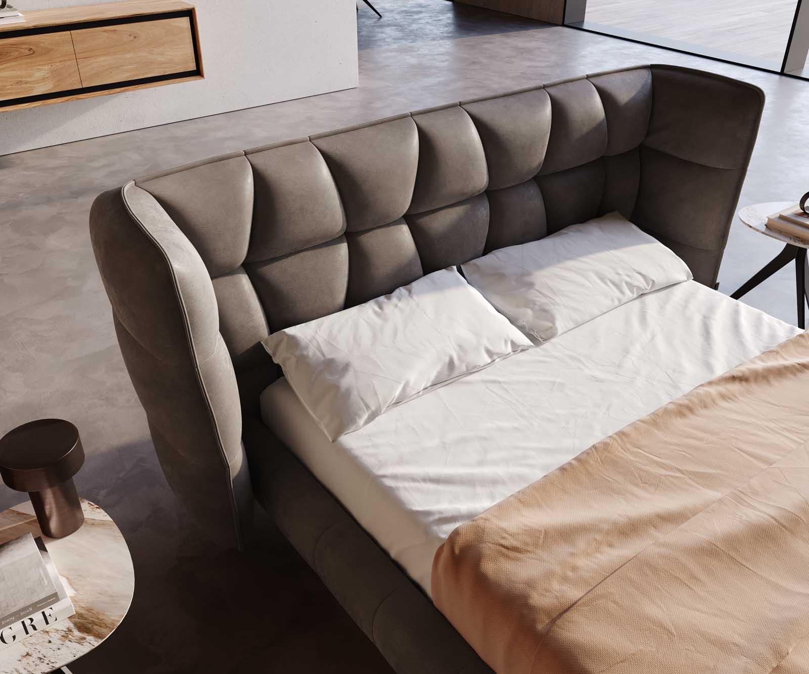Polsterbettgestell Capujo 140x200 cm Mikrofaser Taupe Vintage 3