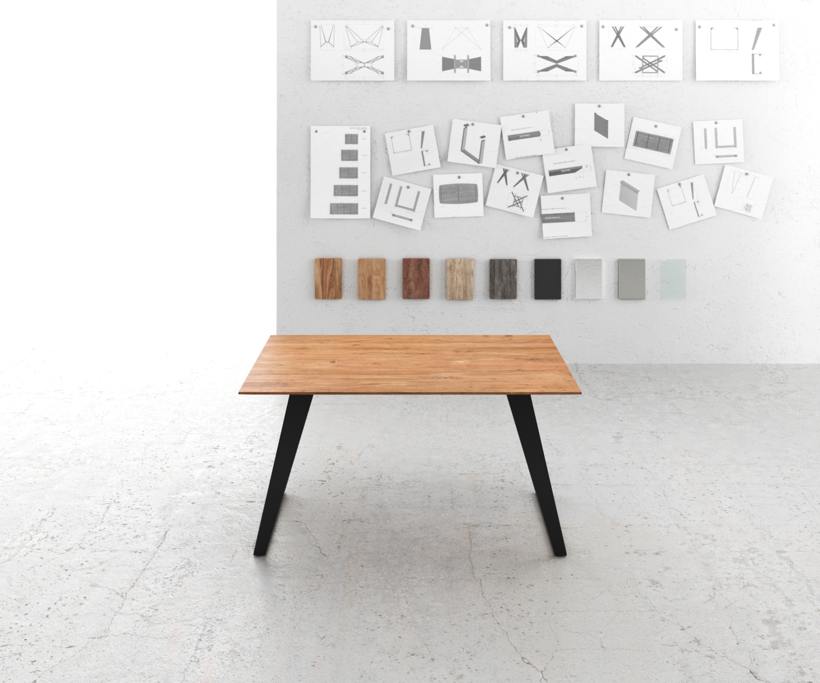 Table-à-manger Edge 140x90 acacia nature métal incliné bord suisse 1 Table-à-manger Edge 140x90 acacia nature métal incliné bord suisse 1