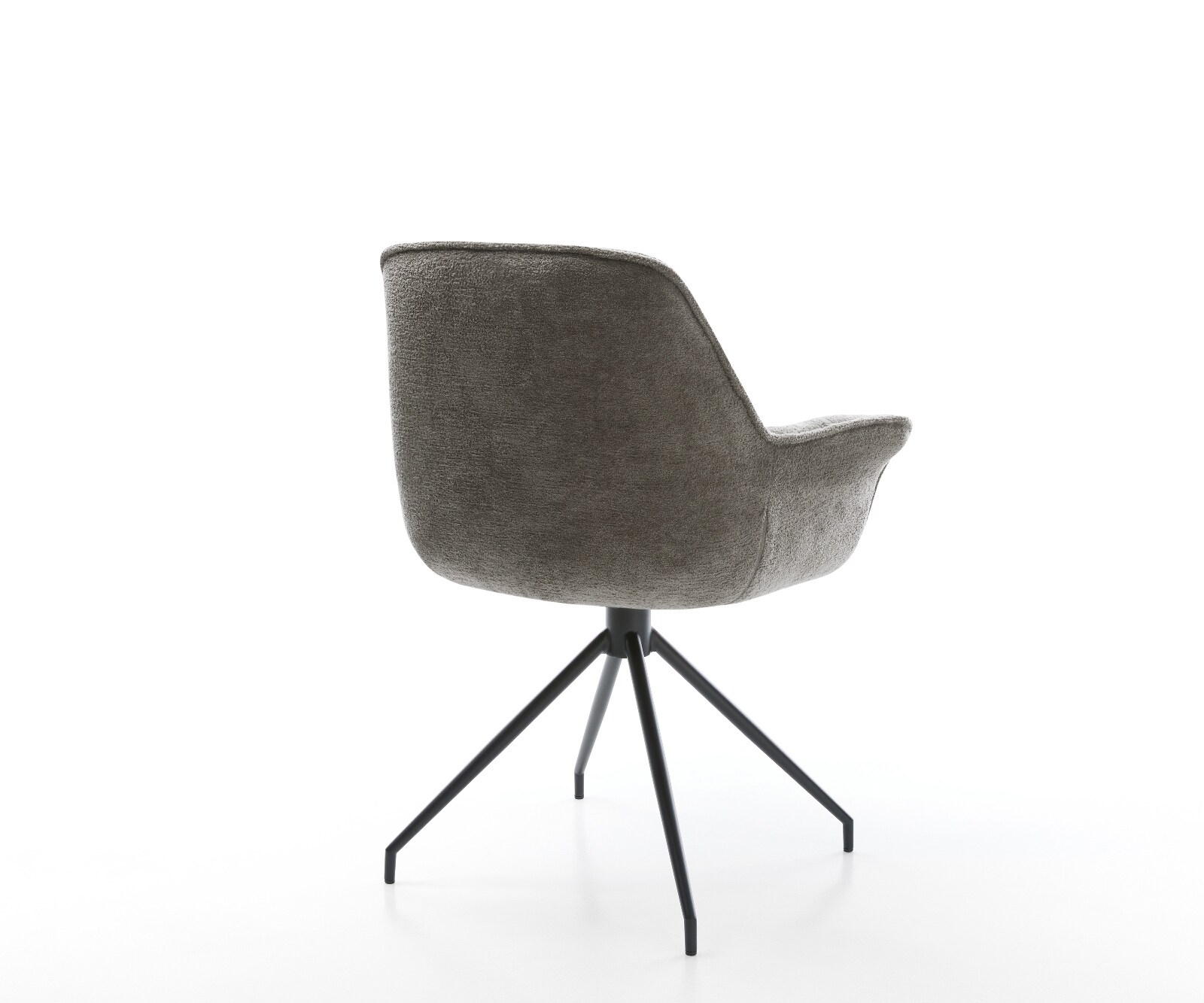 Chaise-de-salle-à-manger Kaira-Flex bouclé doux couleur boue pied croisé conique noir 5