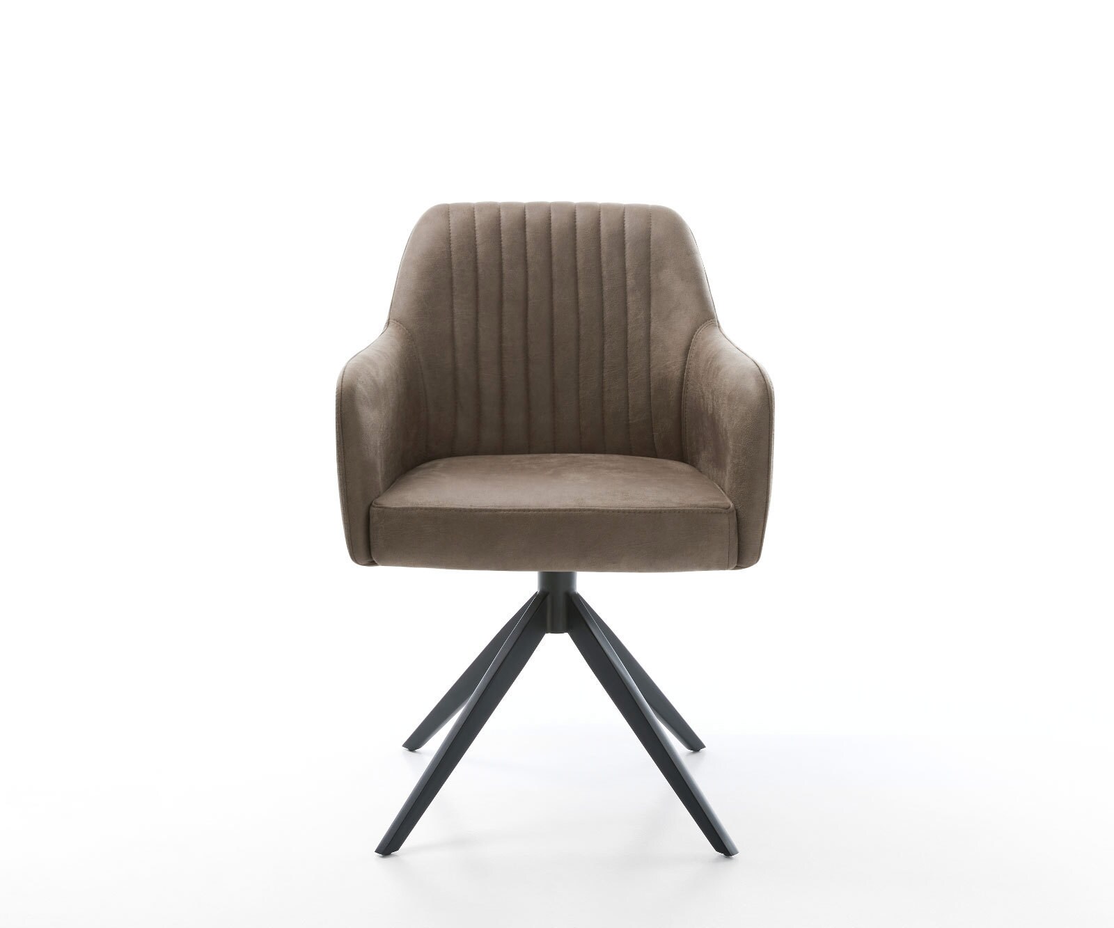 Chaise-de-salle-à-manger Greg-Flex microvelours taupe vintage pied croisé large noir ressorts ensachés 1