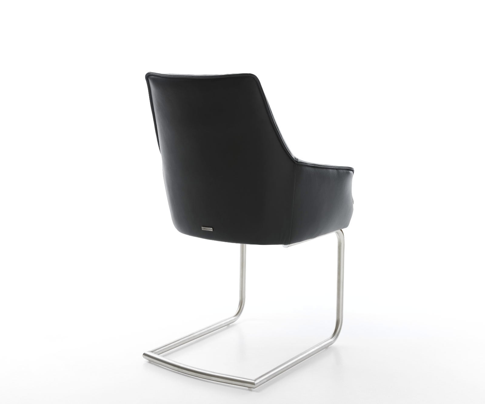 Cantilever Alja-Flex avec accoudoirs cuir de vache noir pied cantilever rond acier inoxydable brossé ressorts ensachés 4 Cantilever Alja-Flex avec accoudoirs cuir de vache noir pied cantilever rond acier inoxydable brossé ressorts ensachés 4