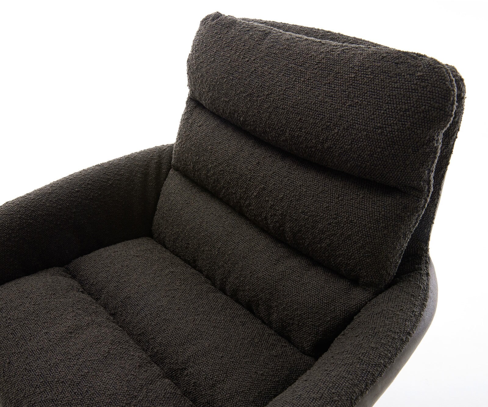Chaise-pivotante Abelia-Flex avec accoudoirs tissu mixte noir pied de chaise 4 branches acier inoxydable brossé pivotement sur 360° fonction bascule 3