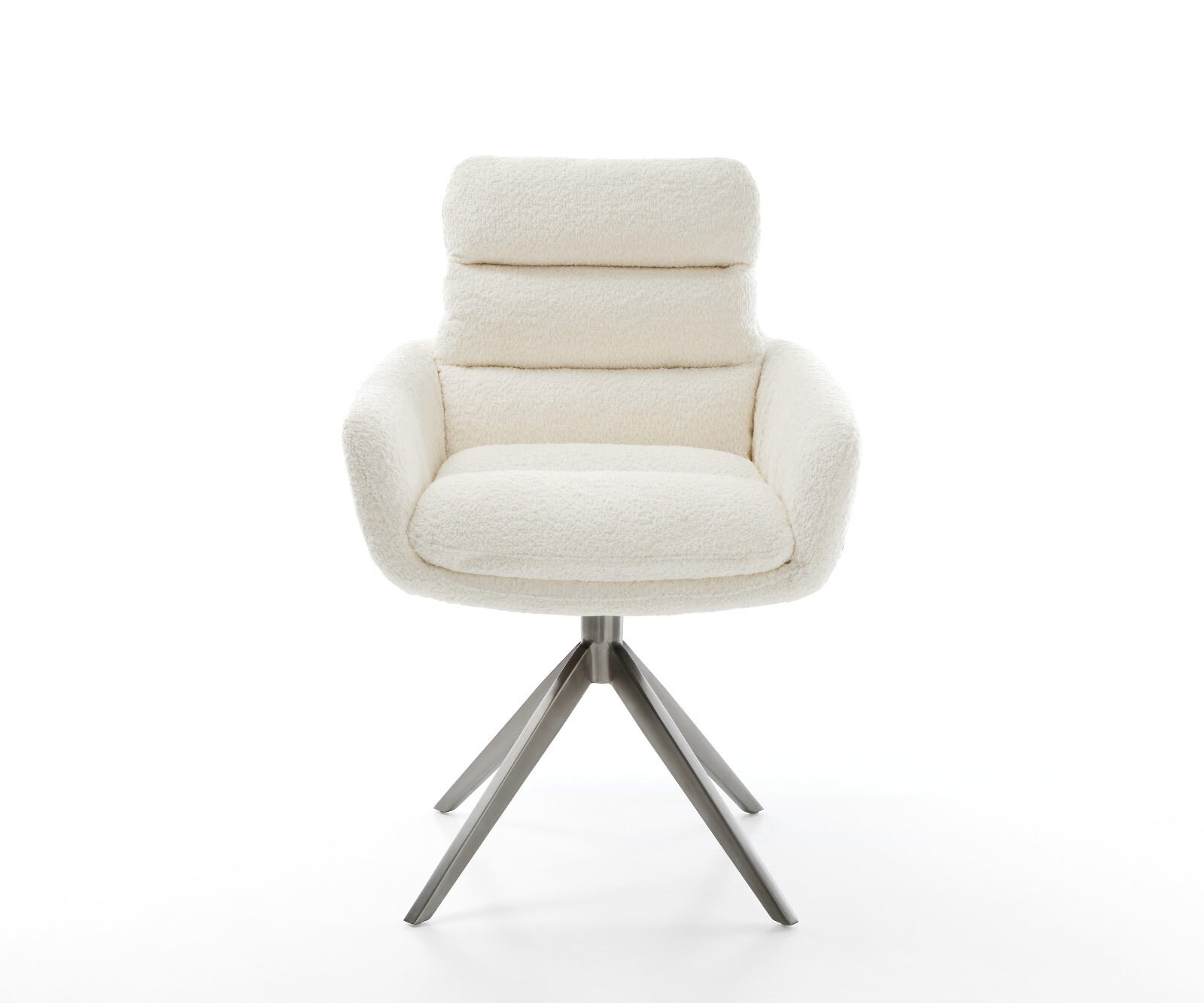 Chaise-pivotante Abelia-Flex mit Armlehnen bouclé blanc pied croisé large grafiete pivotement sur 360° fonction bascule 2
