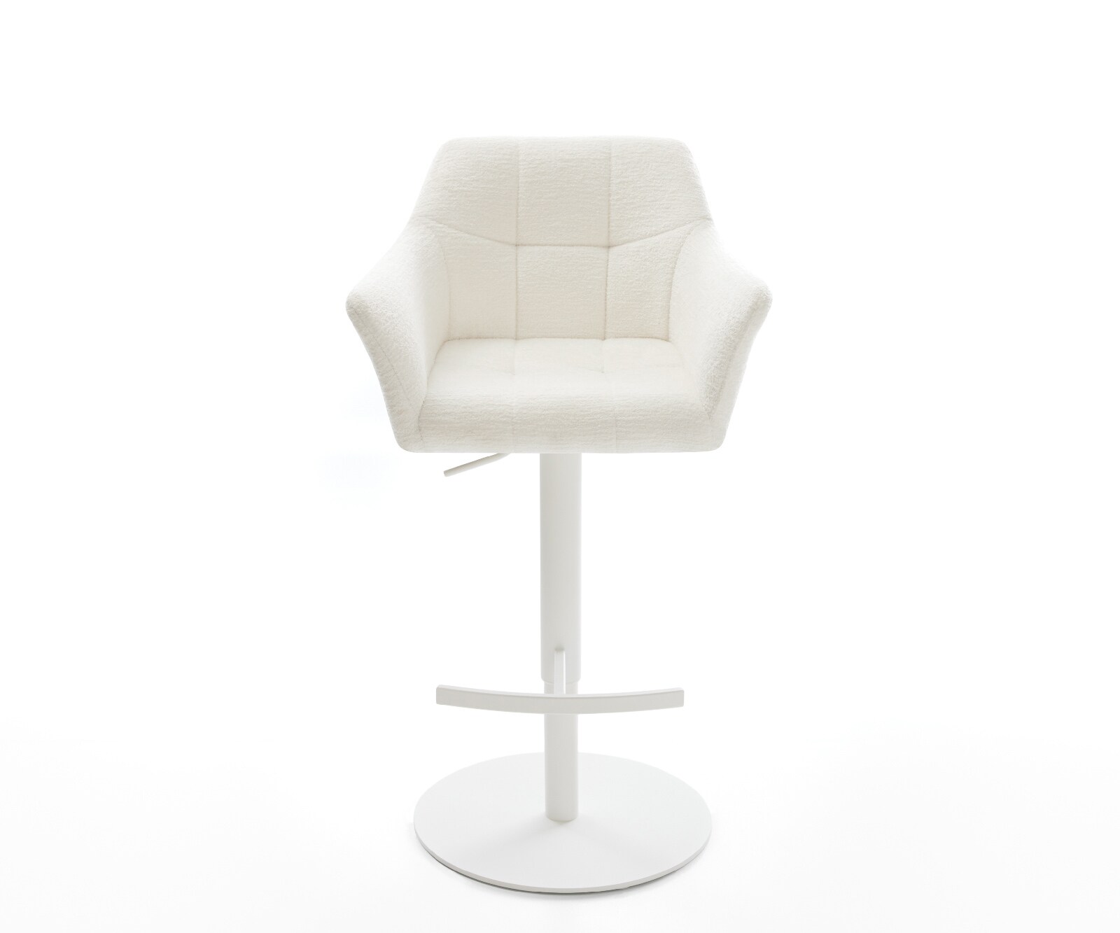 Barstuhl Yulo-Flex Bouclé Soft Beige Drehfuß höhenverstellbar Metall Weiß 2