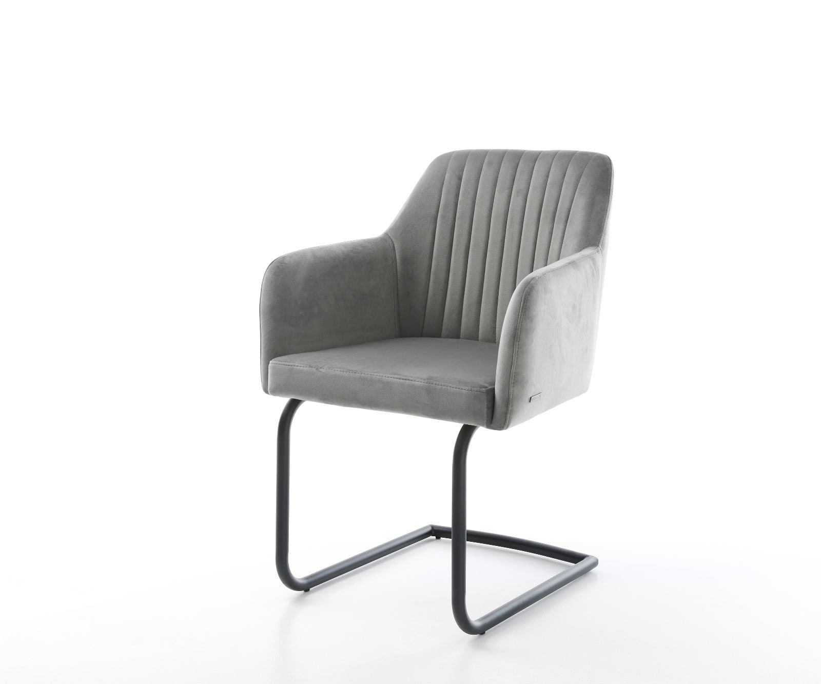 Freischwinger Greg-Flex Samt Grau Freischwinger rund Schwarz Taschenfederkern 1