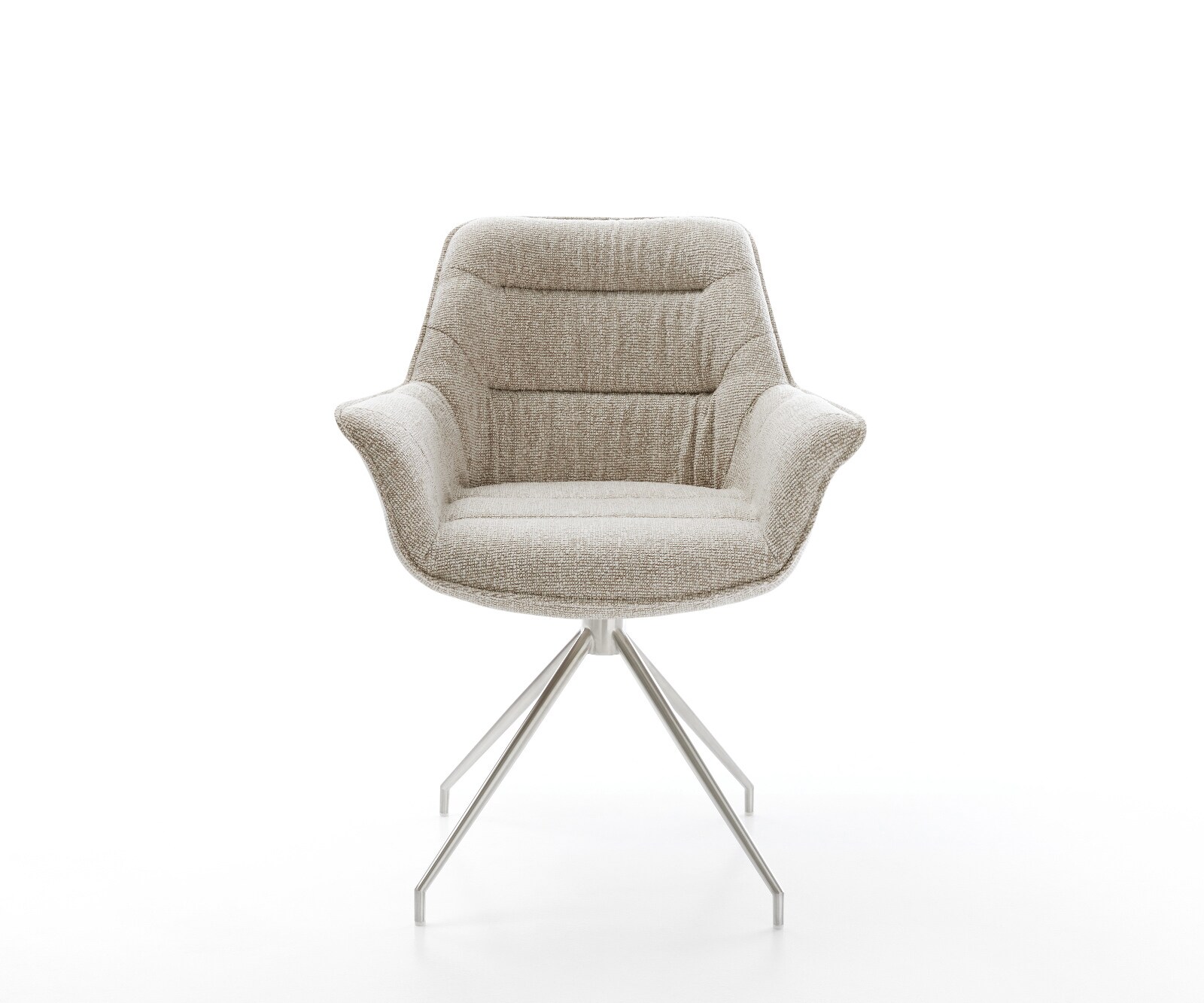 Esszimmerstuhl Kaira-Flex Webstoff Soft Beige Kreuzgestell konisch Edelstahl 1