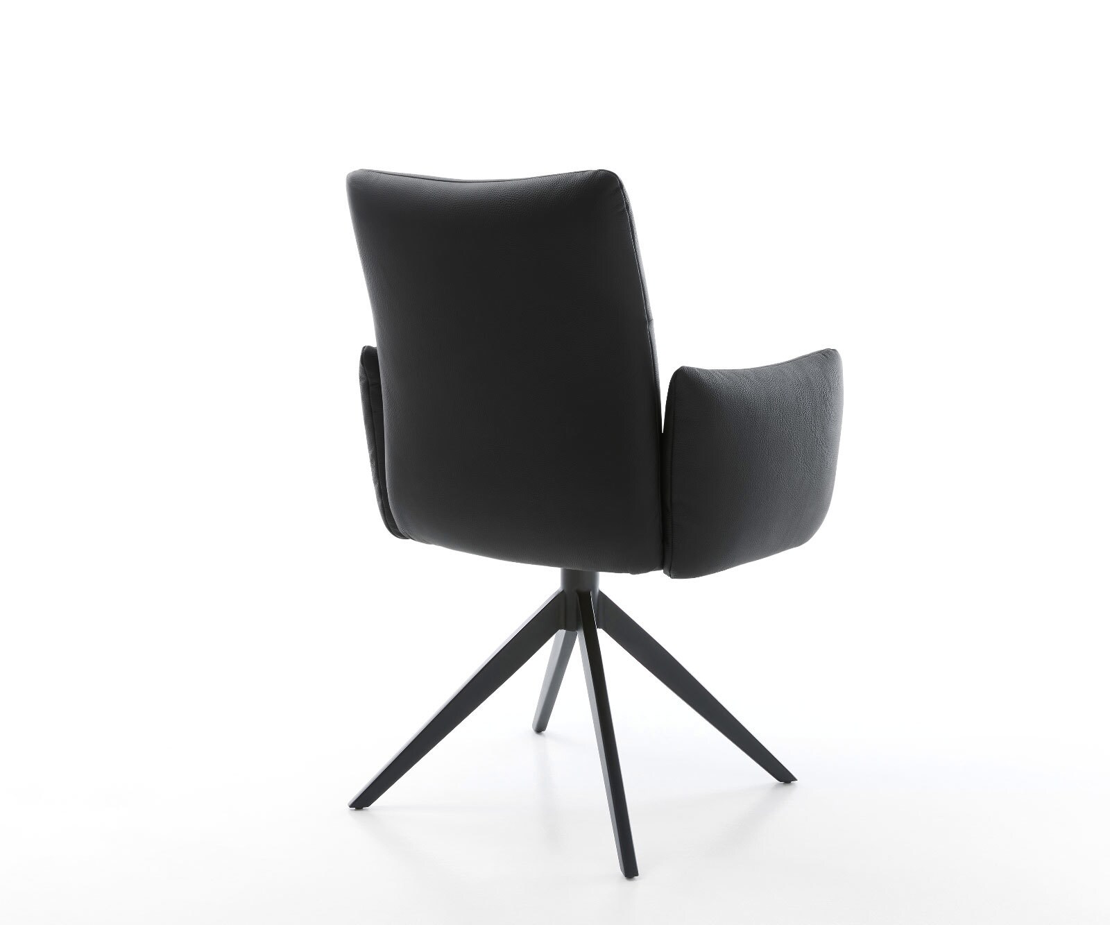 Drehstuhl Jova-Flex mit Armlehnen Echt-Leder Schwarz Kreuzgestell breit Schwarz 360° drehbar Wippfunktion Taschenfederkern 4