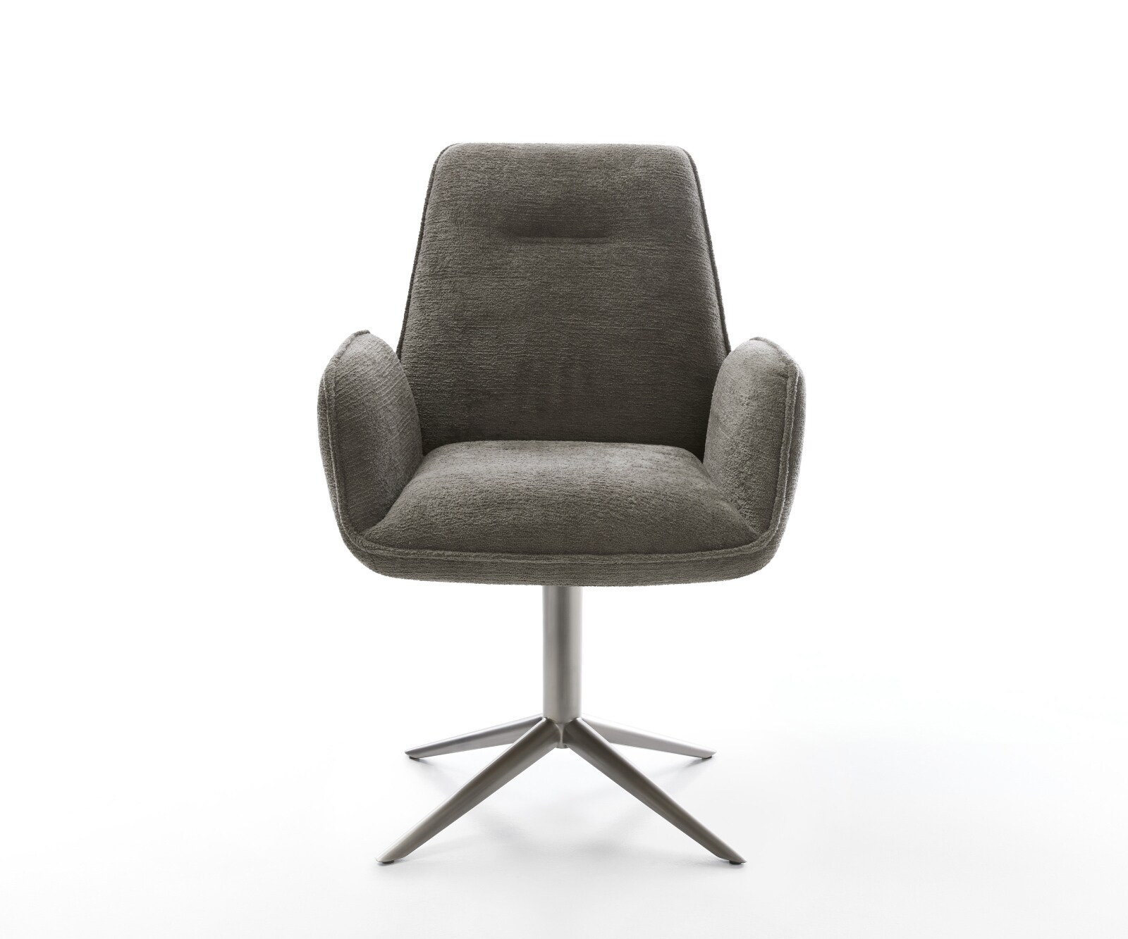 Chaise-pivotante Zoa-Flex bouclé doux couleur boue pied de chaise 4 branches grafiete pivotement sur 360° fonction bascule resorts ensachés 1