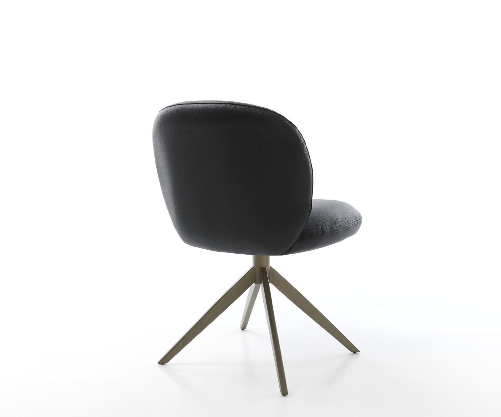 Drehstuhl Nube-Flex Echt-Leder Schwarz Kreuzgestell breit Effektfinish Titan 360° drehbar Wippfunktion Taschenfederkern 4