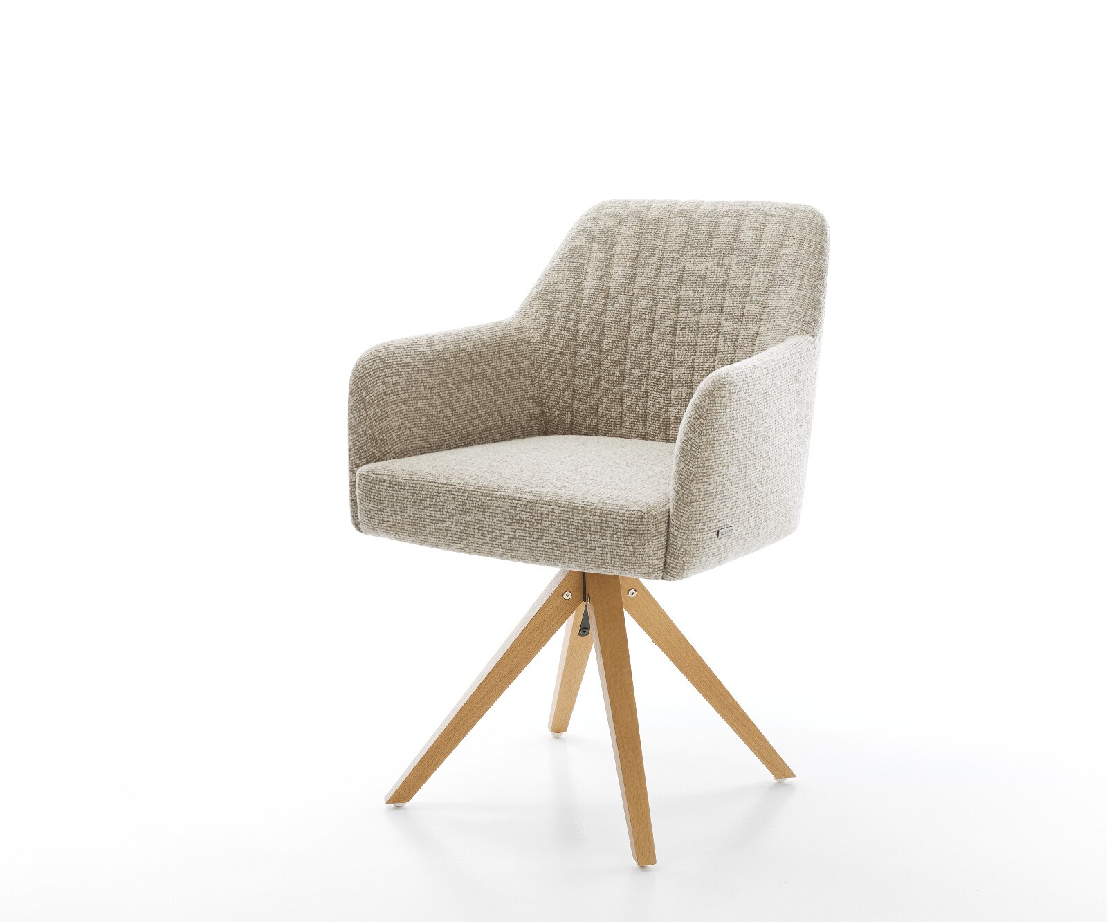 Drehstuhl Greg-Flex Webstoff Soft Beige Holzgestell kantig Natur 360° drehbar Taschenfederkern