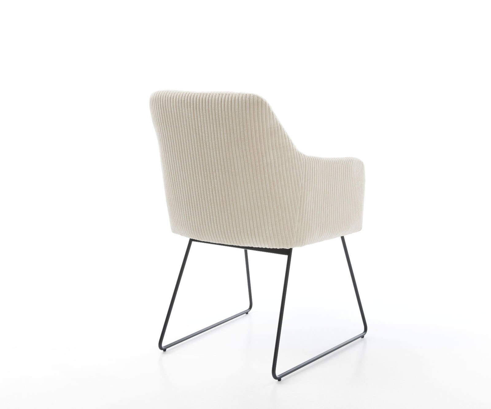 Chaise-de-salle-à-manger Greg-Flex côtelé beige vintage pied trapèze noir ressorts ensachés 5